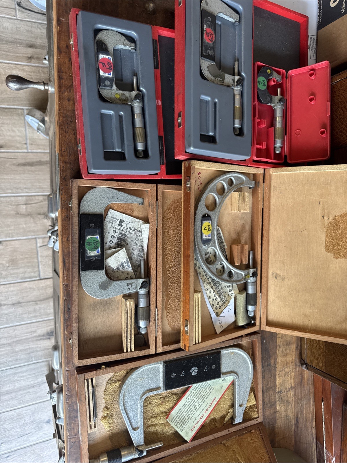 Etalon Switzerland Outside Micrometer Set 0-5” 0001″ w/ Cases A30