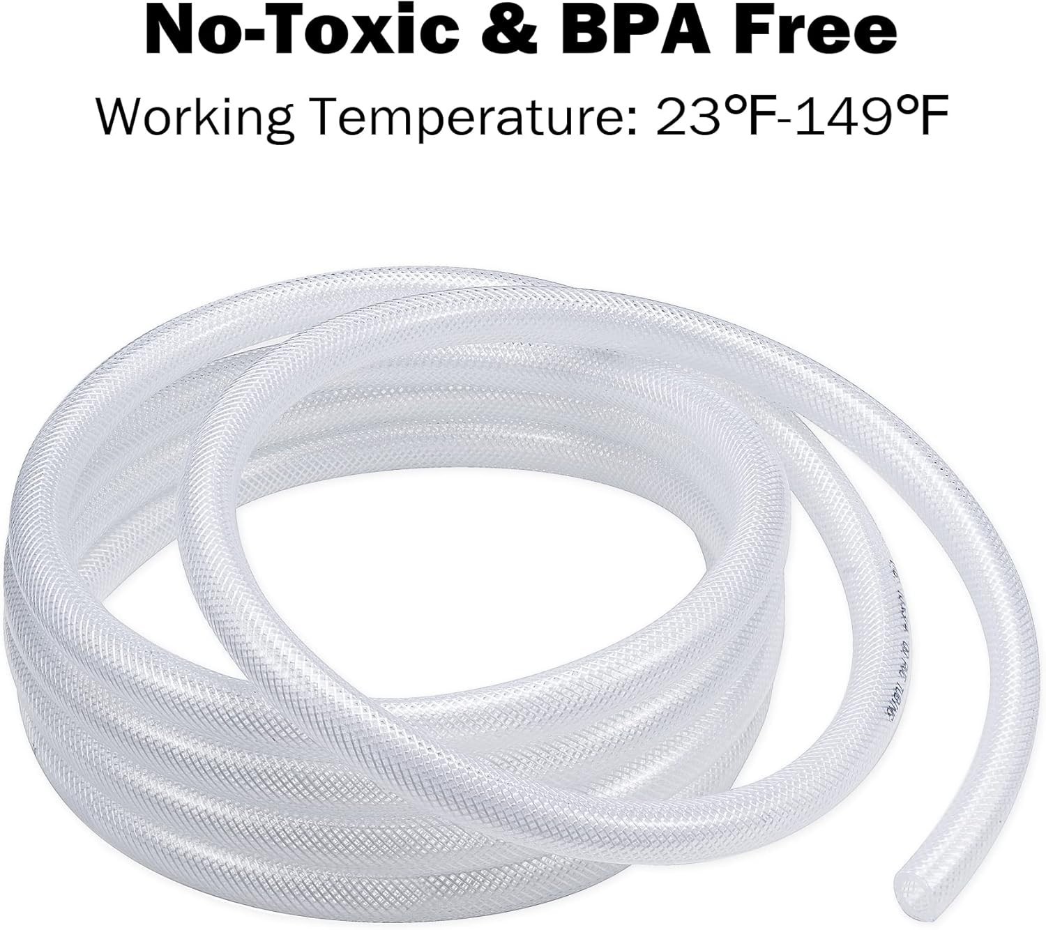 3/4 In ID Vinyl Tubing 50ft Heavy Duty Reinforced Clear Plastic Hose Compatib…
