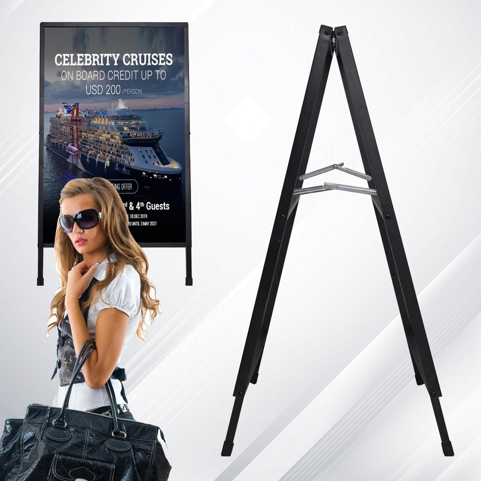 2pcs Folding Outdoor Sidewalk Sign Advertising Board Double-Sided 24×36 inch