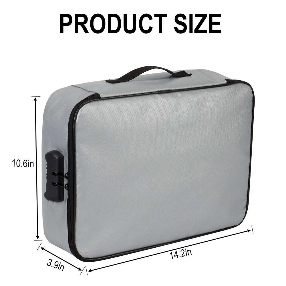 Fireproof Document Box With Lock File Storage Organizer Box Waterproof Safe Bag