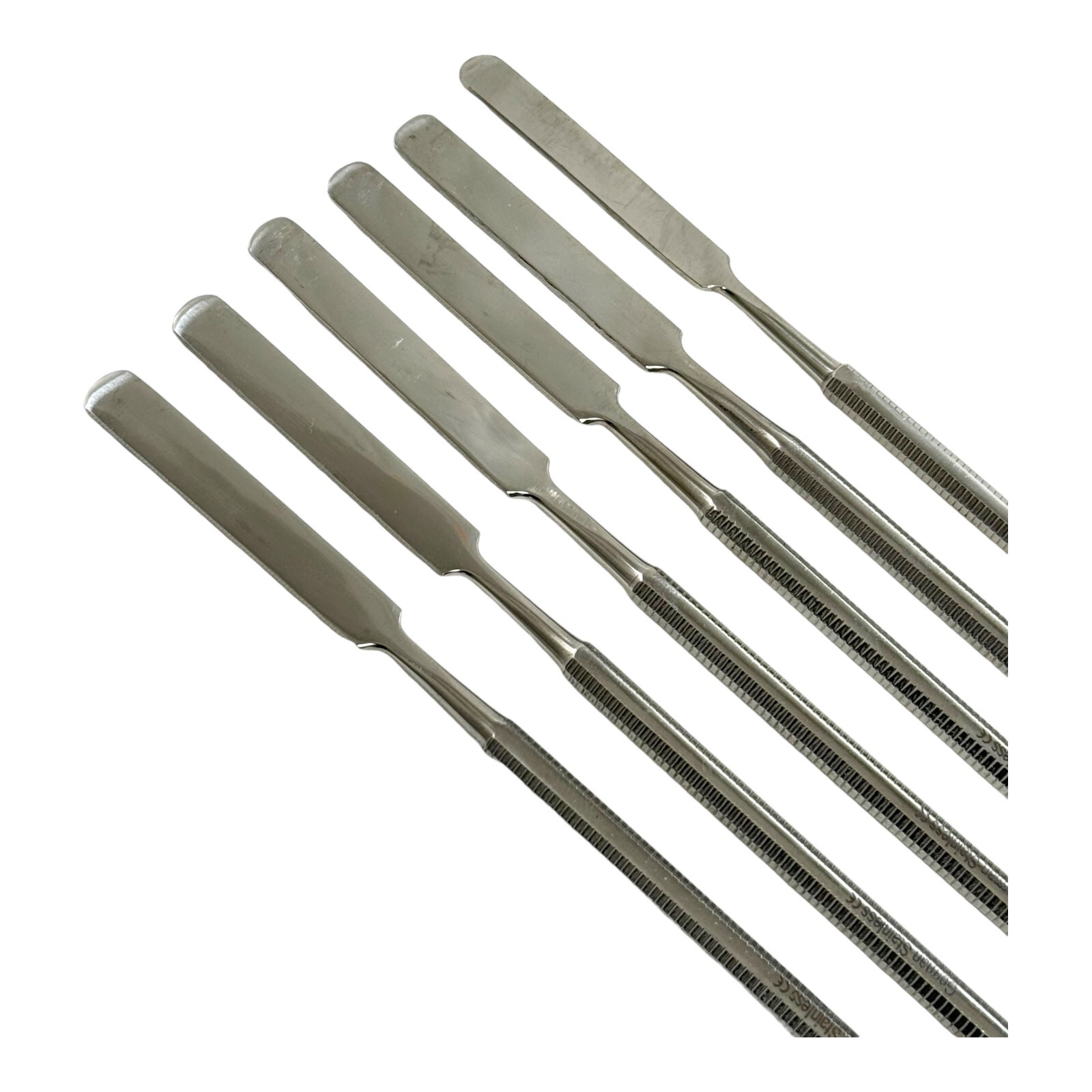 Dental Cement Spatulas, Flat Single-Ended with Textured Grip Stainless Pack of 6