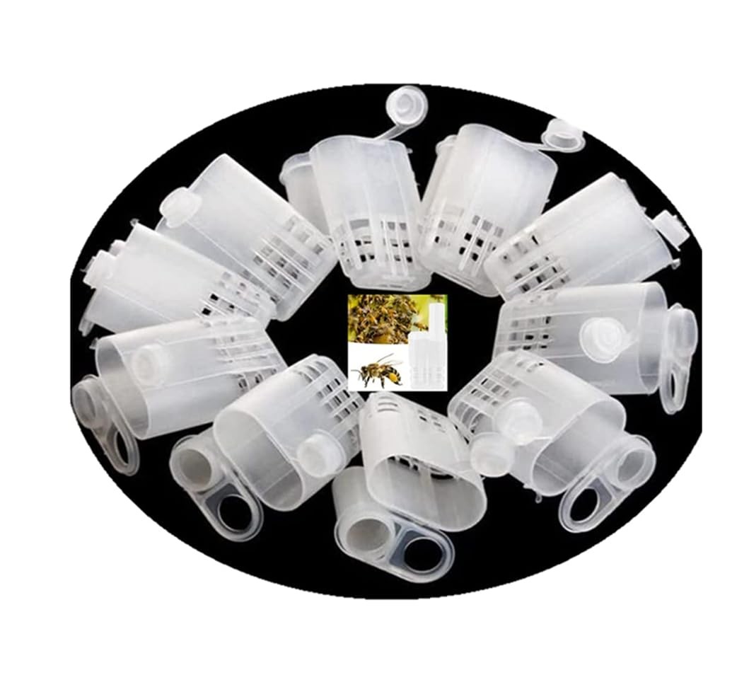 20pcs White Queen Bee Cages Beekeeping Catcher Plastic Bee Isolator Clip Beek…