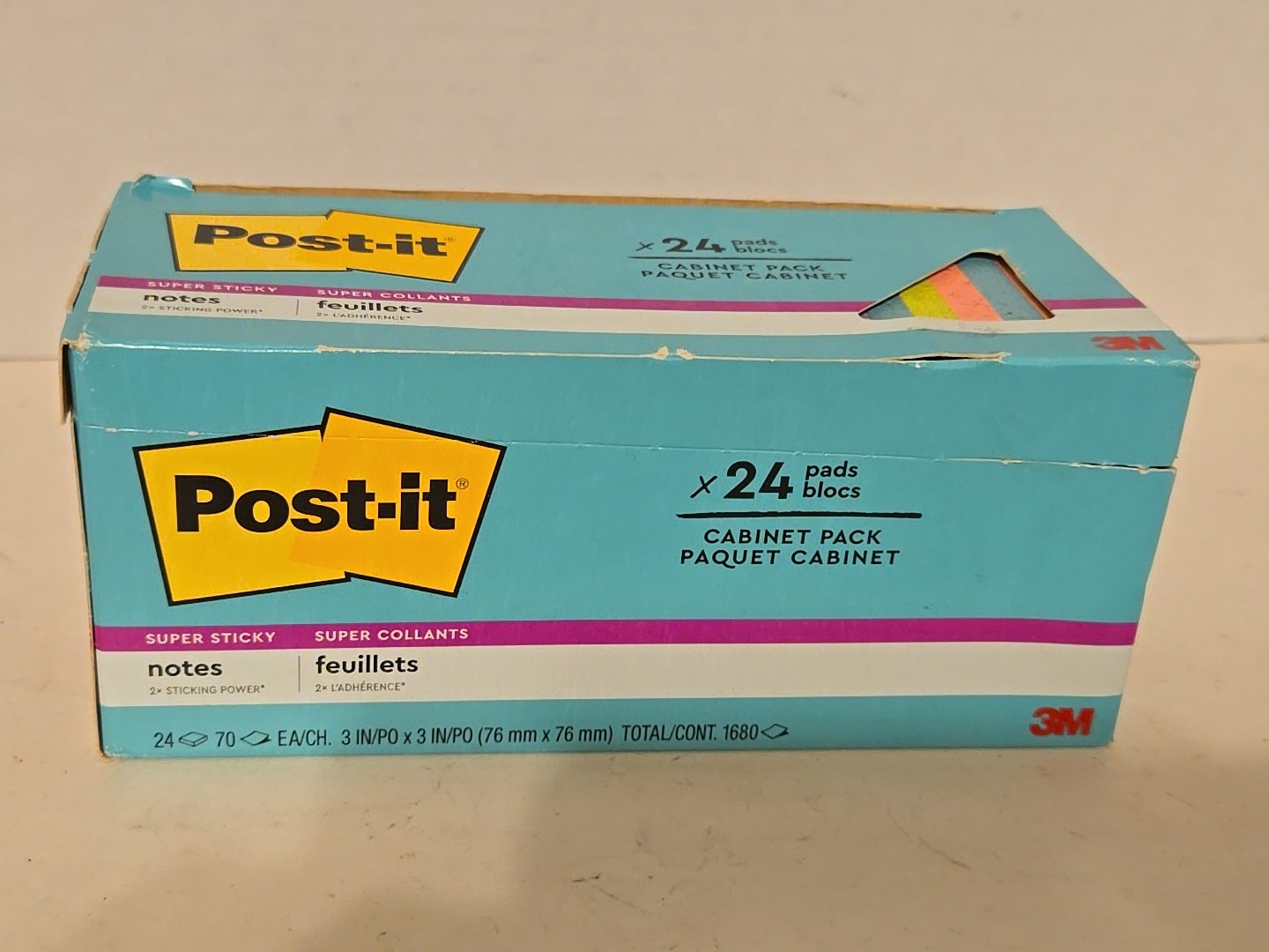 3M Post-it Multicolor Super Sticky Notes 3″ x 3″ 22 Pads, 70 Sheets Cabinet Pack