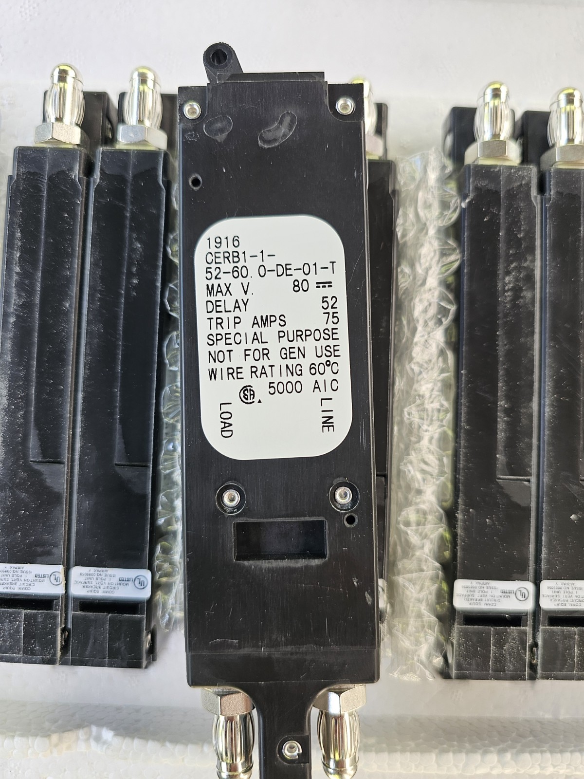 Airpax CERB1-1-52-60.0-DE-01-T Slimeline Circuit Breaker, 60 Amp 80 VDC, New