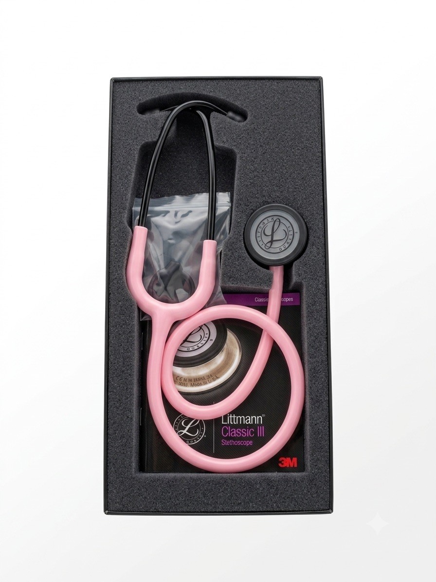 Cardiology Classic III Pink Pearl Pink Black ChestPiece Monitoring Stethoscope
