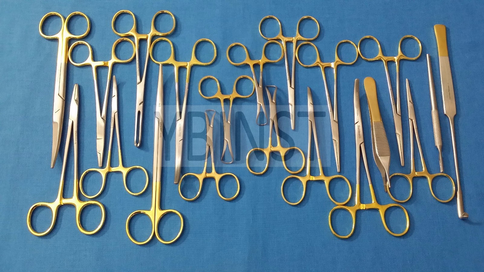 SET OF 20 PCS GOLD HANDLE T/C FELINE SPAY PACK SURGICAL INSTRUMENTS KIT