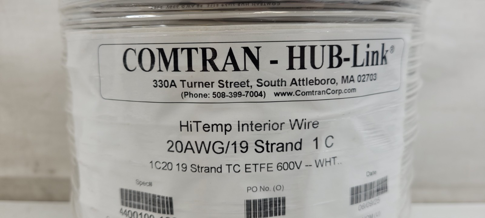 COMTRAN 49023 1C #20awg HUB-Link High-Temp ETFE Transit Wire 600V White (5250FT)