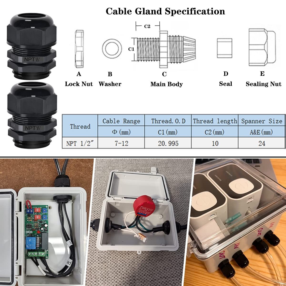 Gray Waterproof Electrical Junction Box Ip65 Industrial Enclosure 5.9X3.9 Inches