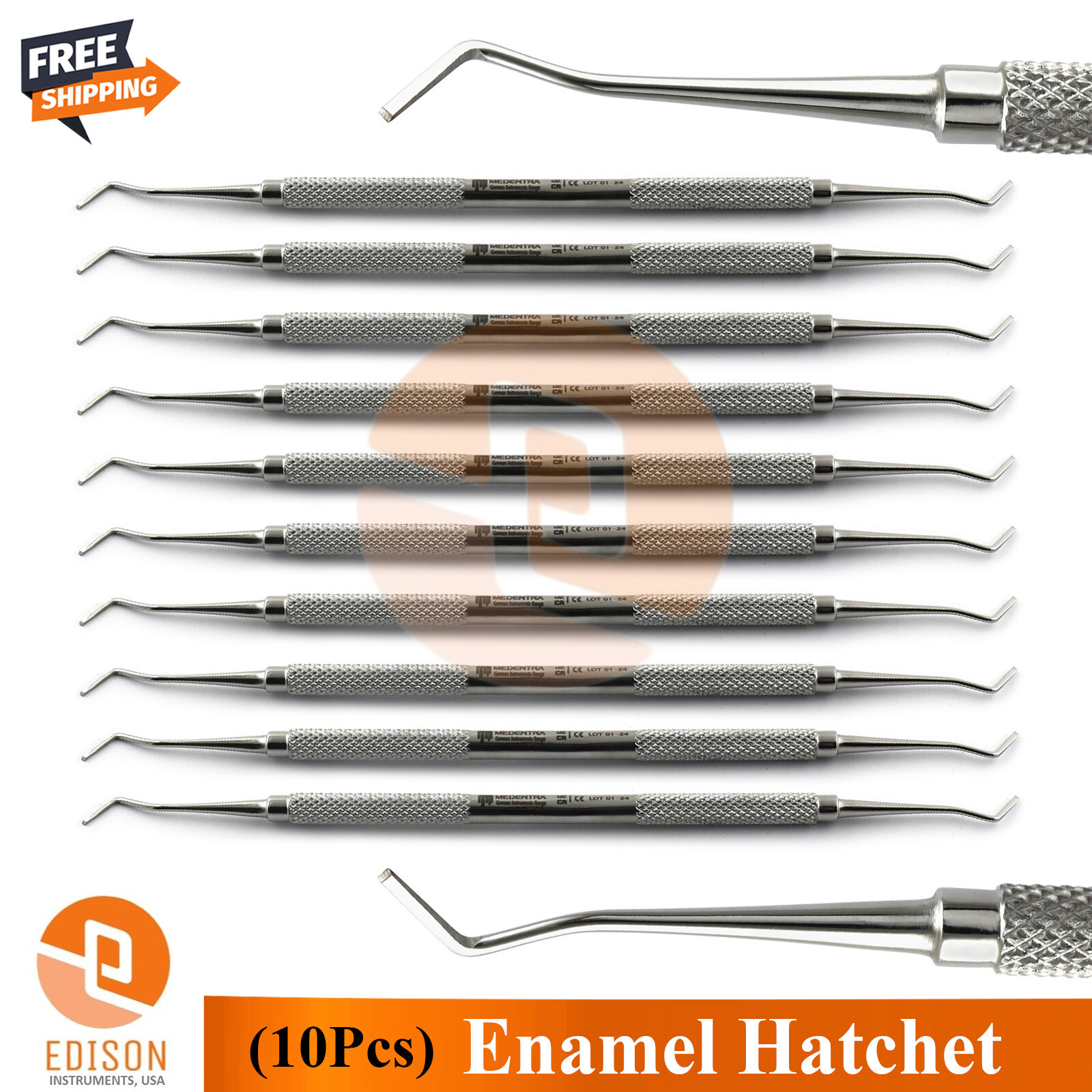 10Pcs Double End Dental Enamel Hatchet Chisels Restorative Dentin Tissue Trimmer