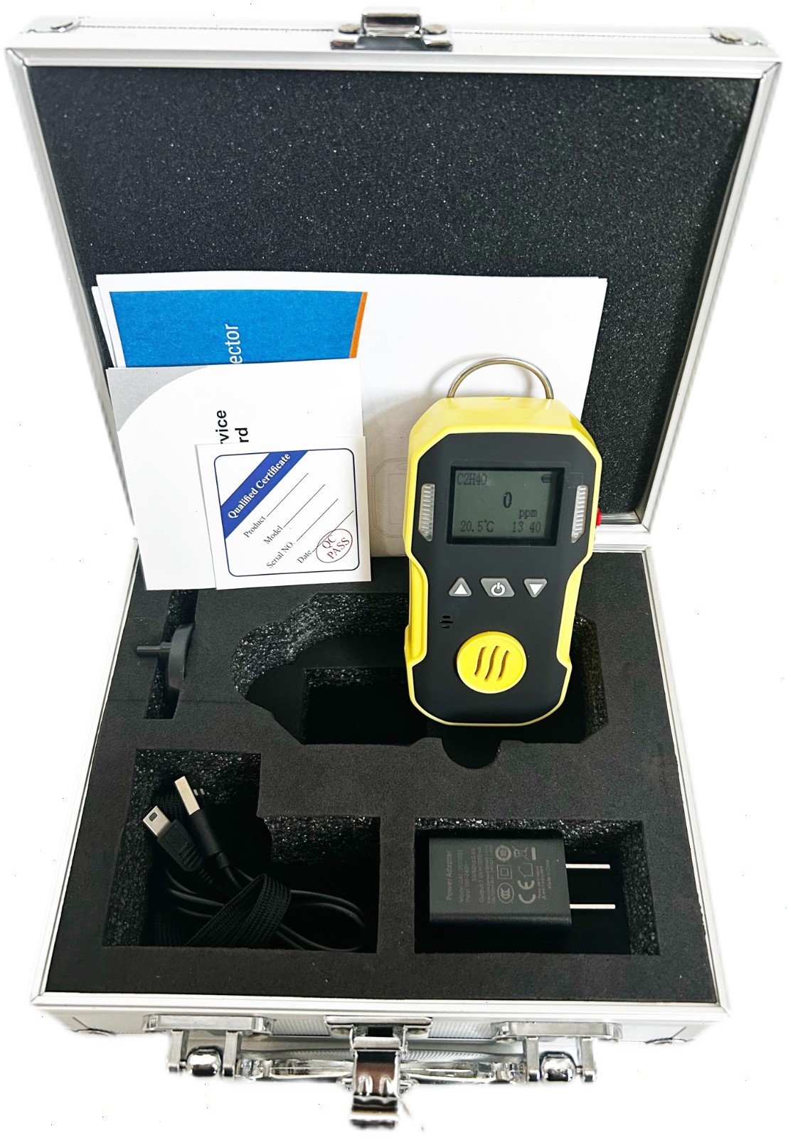 Portable C2H4O Gas Detector with Low Battery Indication Triple Alarm 0-100ppm