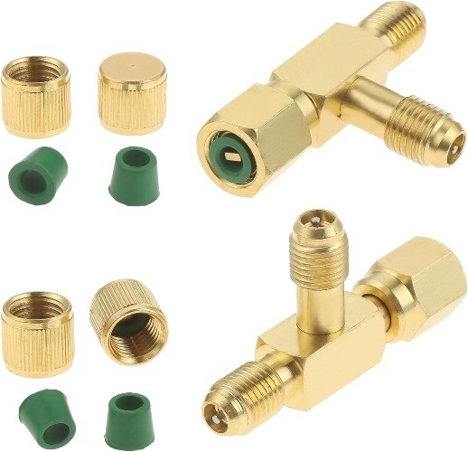 2PCS Quick Coupler Access Tee, 1/4» Valves Core Tee Adapter with Swivel Connect