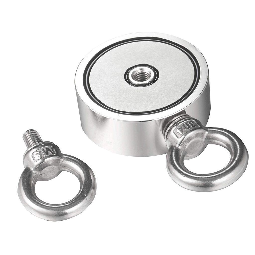 500/700lbs Double Sided Fishing Magnet Kit Super Strong Neodymium Carabiner Rope
