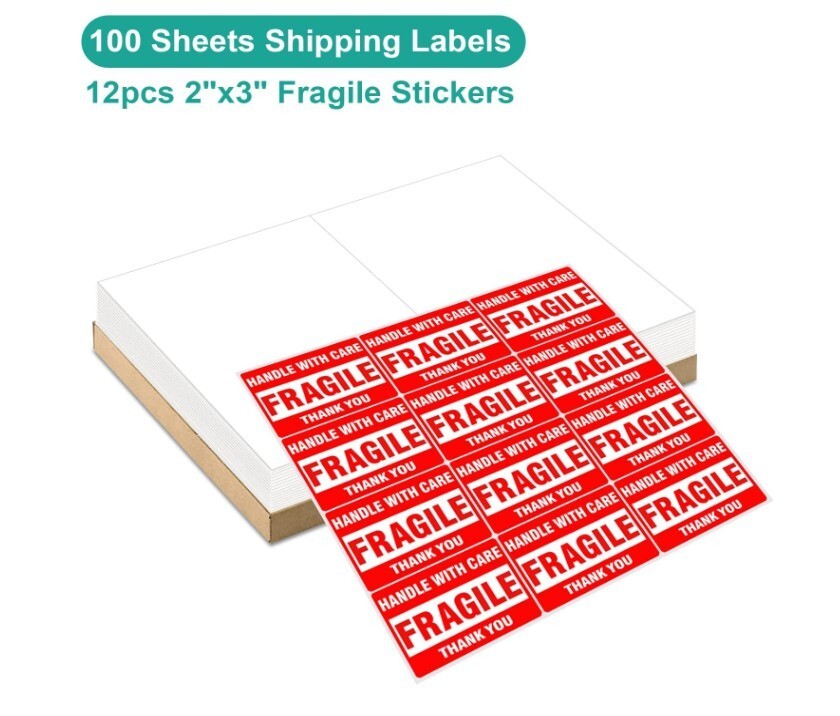 MFLABEL Inkjet Printers Half Sheet Self Adhesive Shipping Labels 100 Sheets