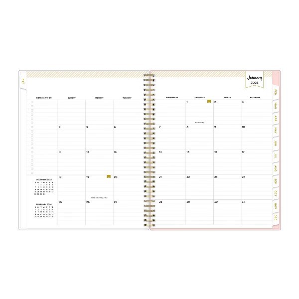 B 2026 Weekly/Monthly Planner 8.5"x11" Rose Pink Floral