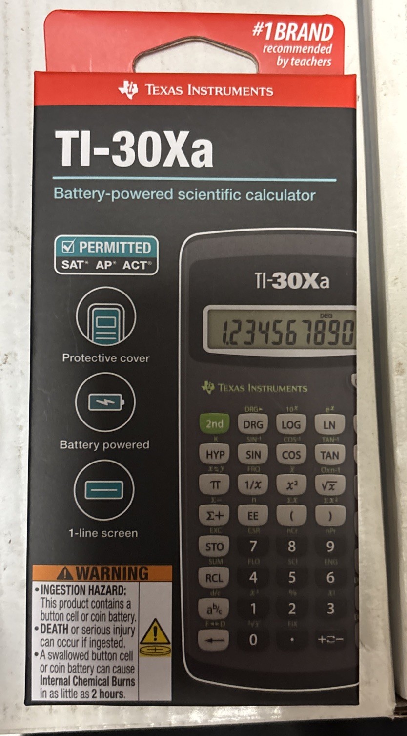 Texas Instruments TI-30XA 10 Character Scientific Calculator