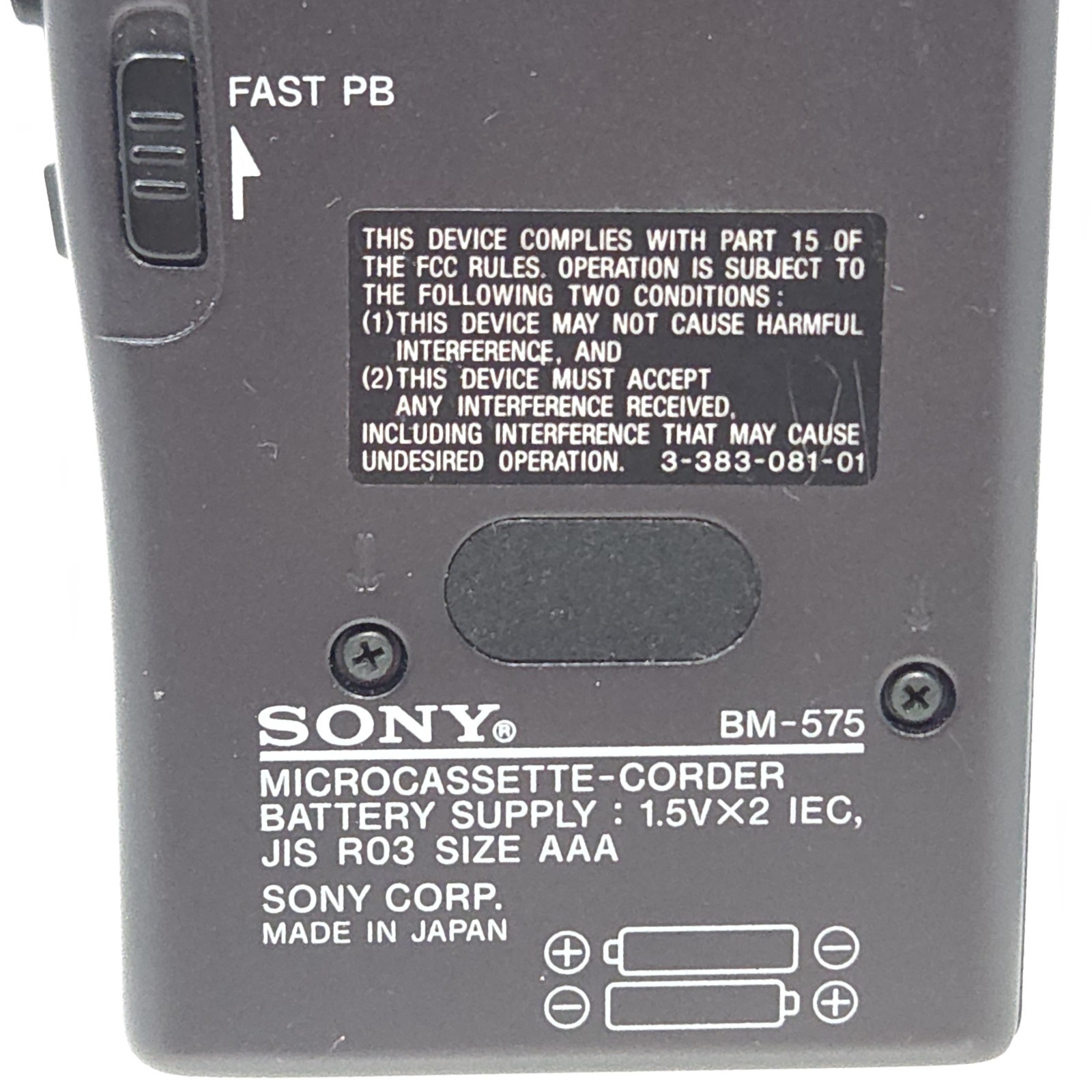 Sony BM-575 Micro Cassette Dictator Handheld Voice Recorder W/ 3 Tapes FOR PARTS