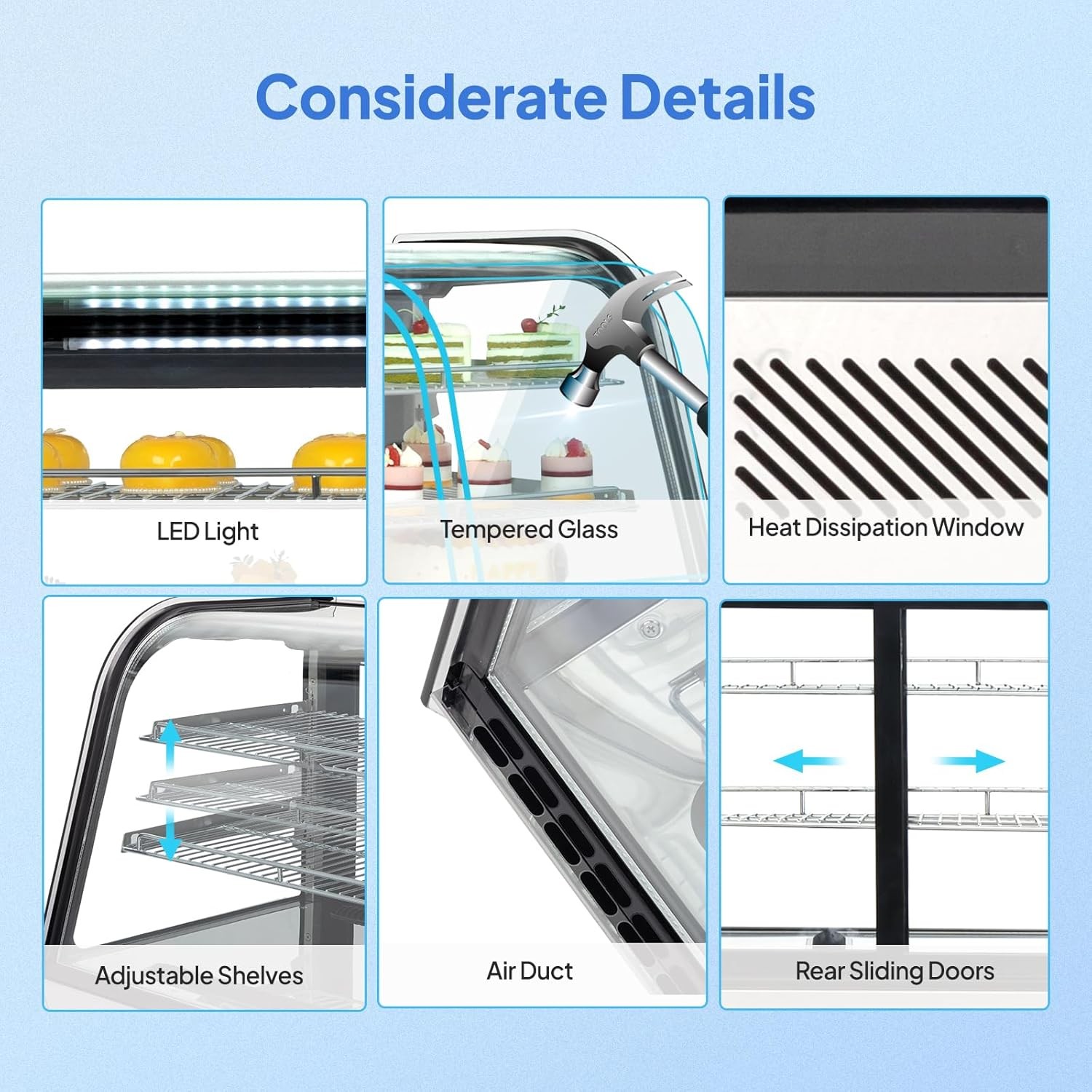 Refrigerated Display Case, 5.7 Cu.Ft./160L, Countertop Pastry Display Showcase
