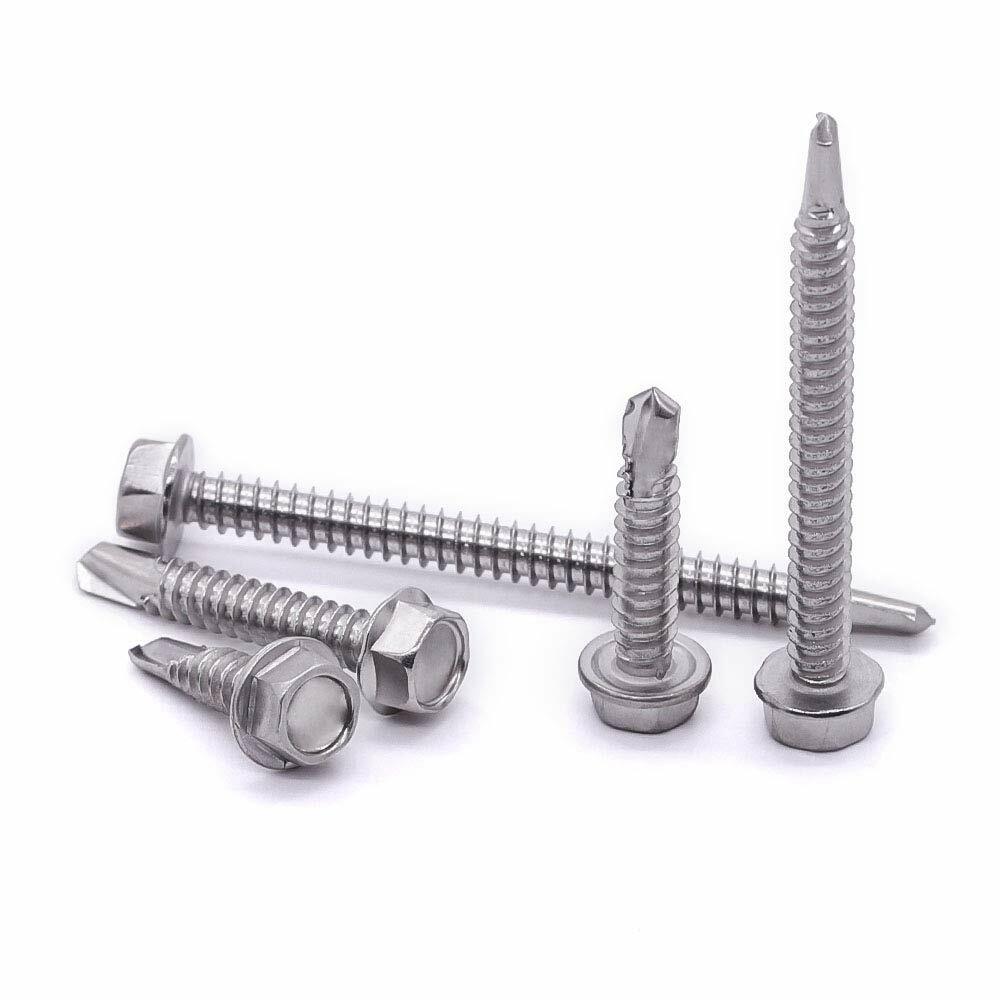 Hex Washer Head #8 x 1/2 – 2″ Indented Unsloted Self Drilling screws zinc