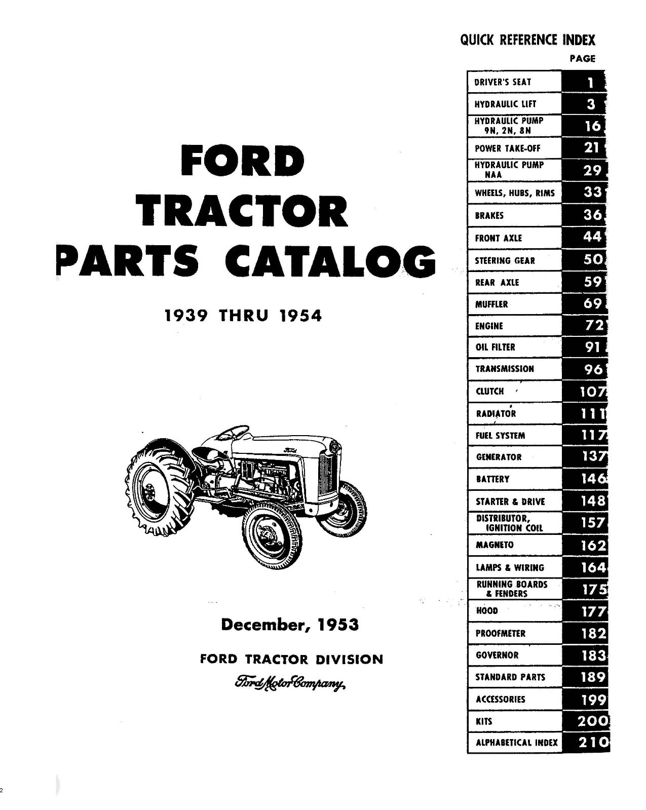 1939-1952 N TRACTOR PARTS MANUAL FORD 9N 2N 8N CATALOG EXPLODED VIEW