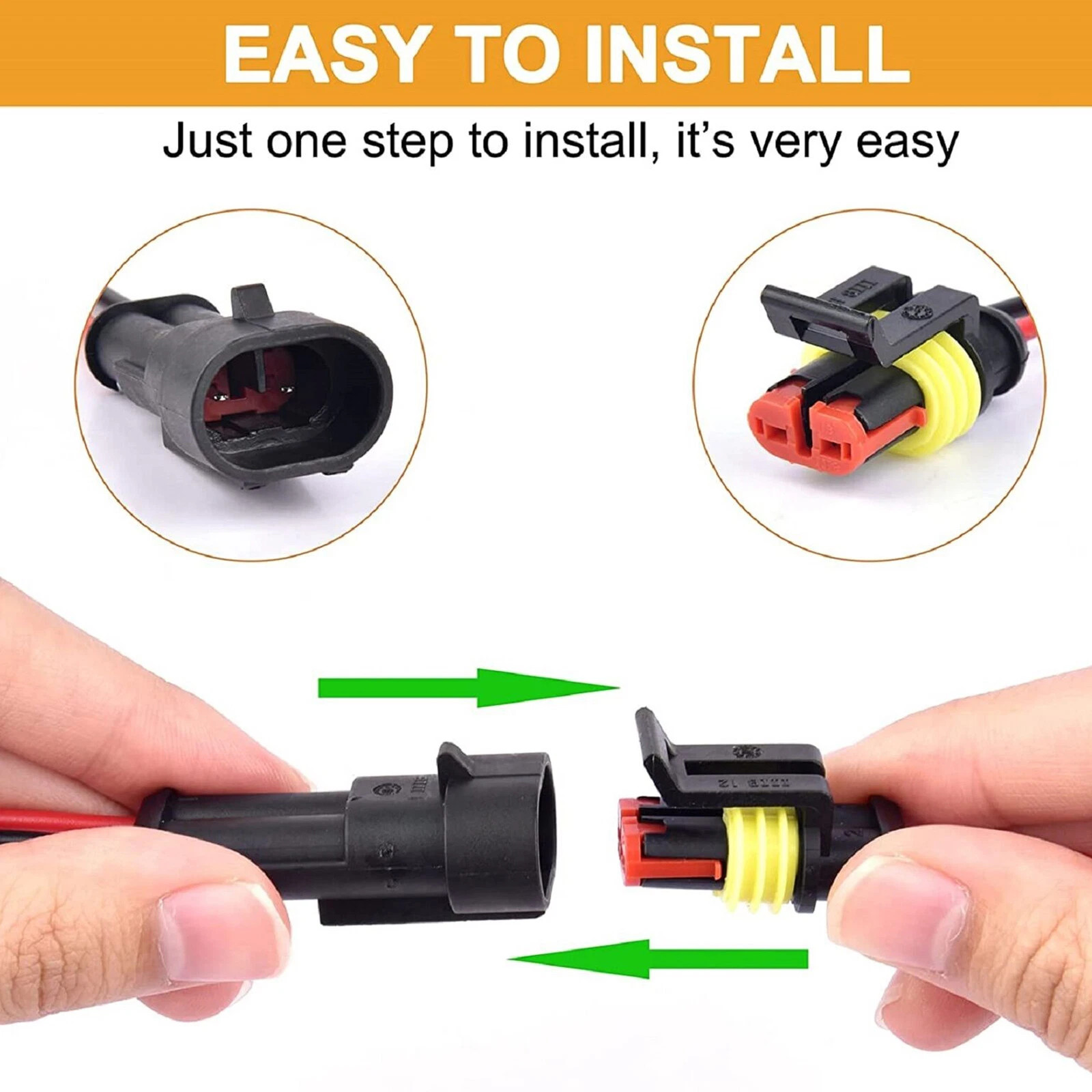 2Pin Way Car Waterproof Male Female Electrical Connector Plug Wire Kit Set Lot