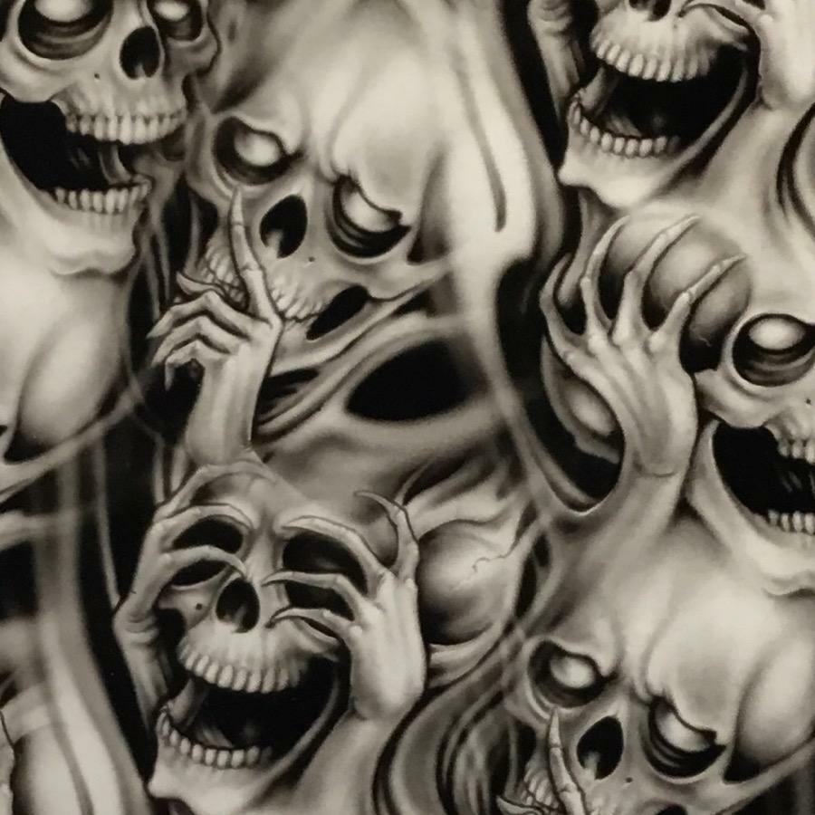 Hydrographic film Large See No Evil Skulls hydro dip dipping 7′ x 20″