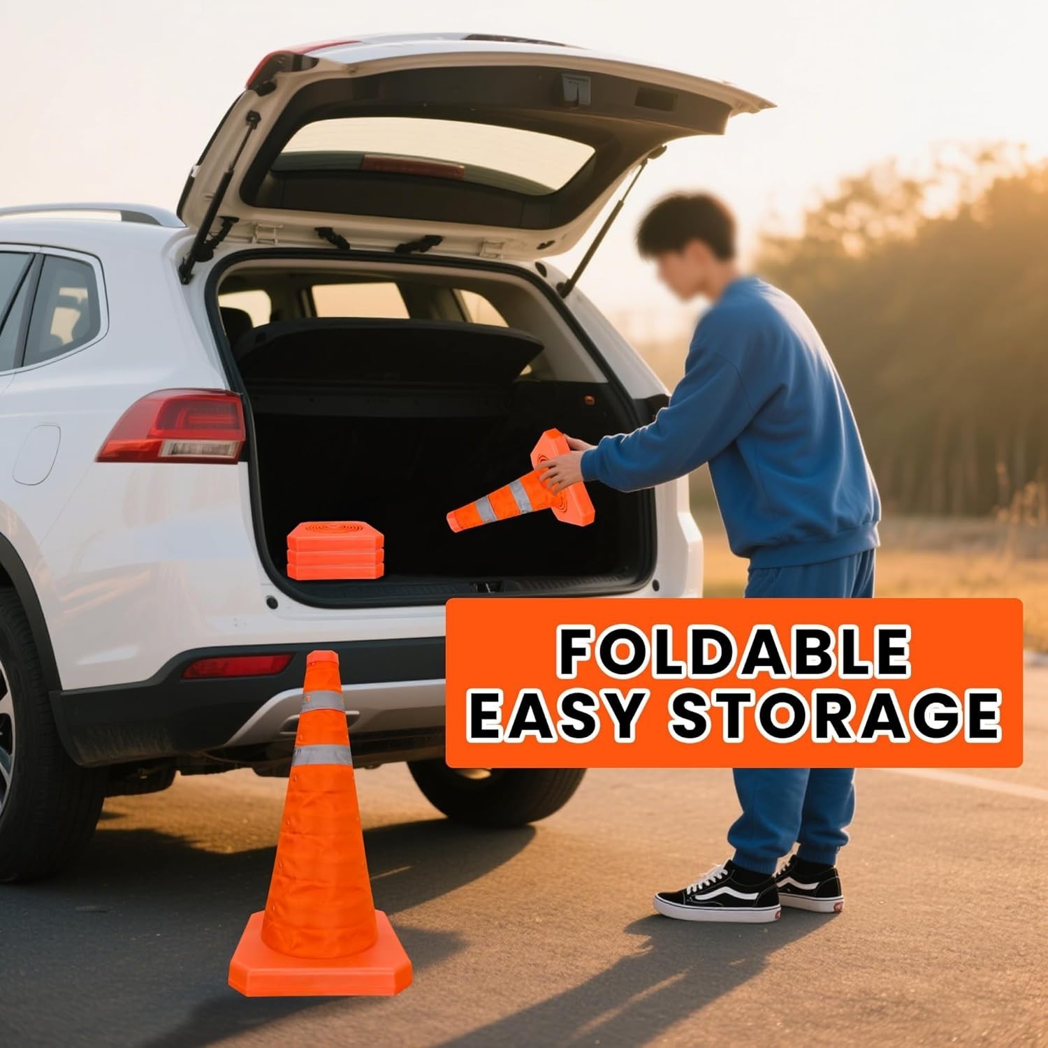 18 Inch 1 Pack Collapsible Traffic Safety Cones, Multi Purpose Pop-up Cones