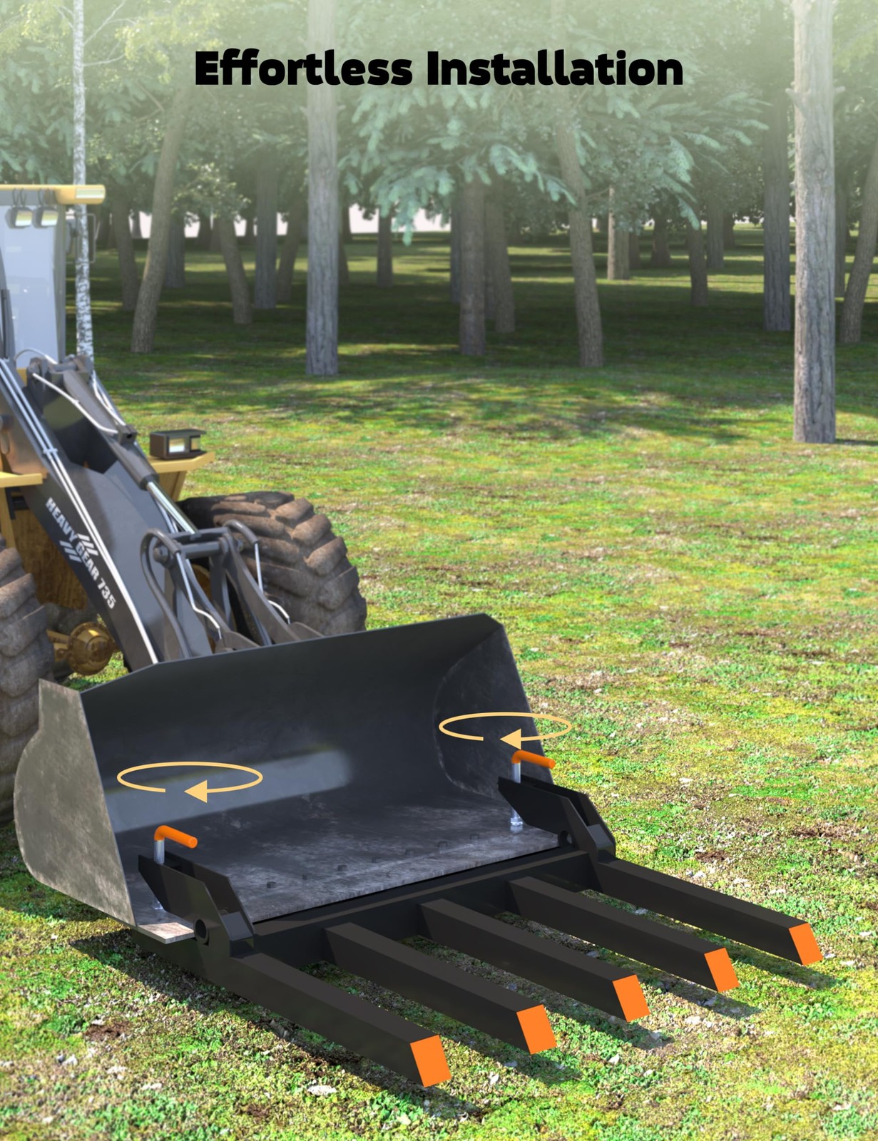 Clamp on Debris Forks Fit 48″ Bucket 2500lbs Pallet Forks for Tractor Attachment
