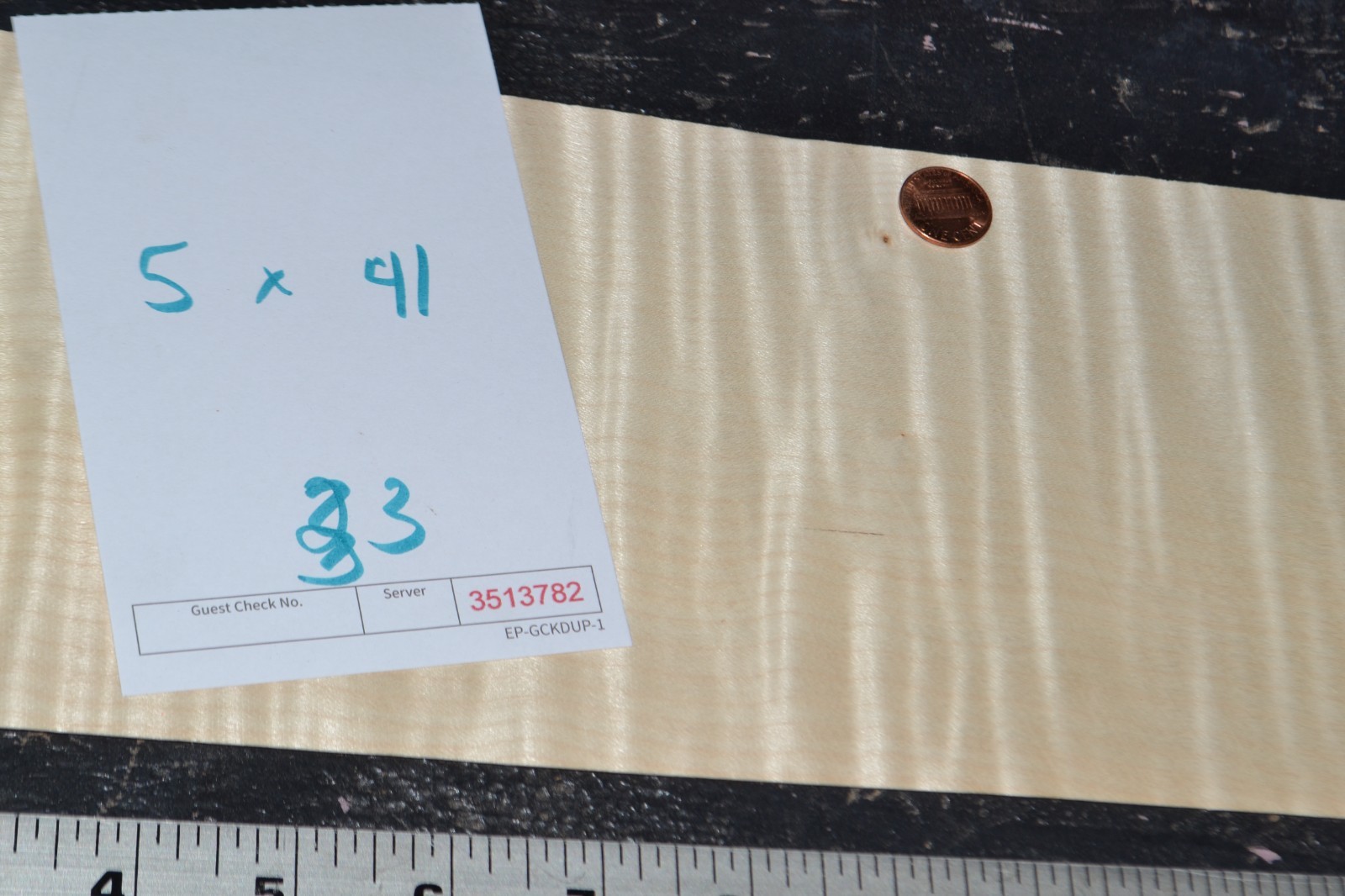 Flame Maple Raw Wood Veneer Sheet 5 x 41 inches 1/42nd BLEMISHED 35137-82