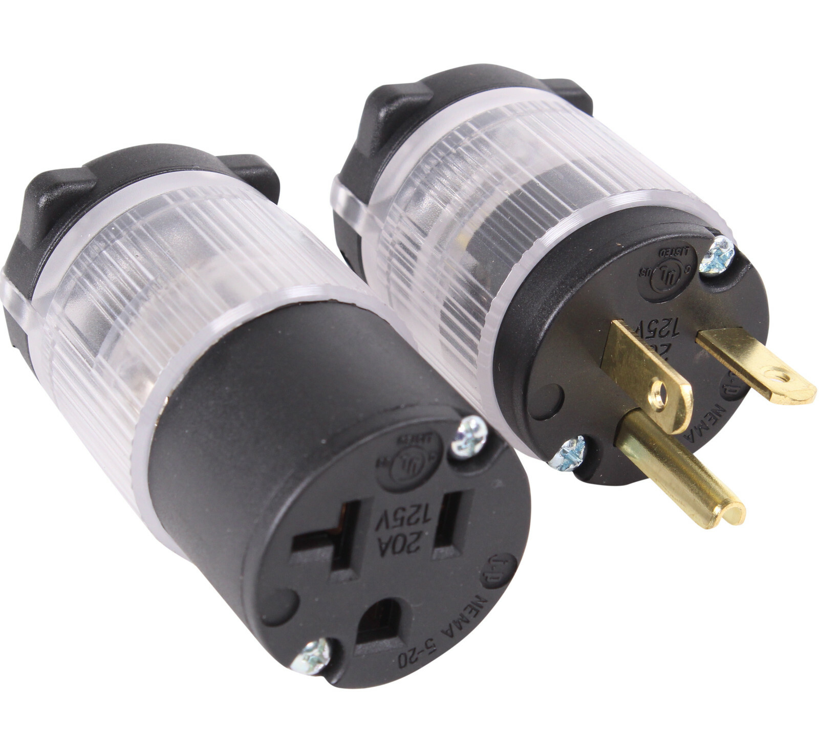 Male Female Plug Connector Replacement Lighted Cord Repair Ends 20A 125V 5-20