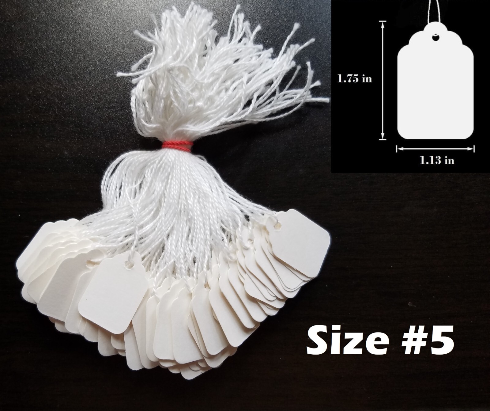 1000 Garage Sale Price Tags Size #5 White Merchandise Hang String Strung Garment