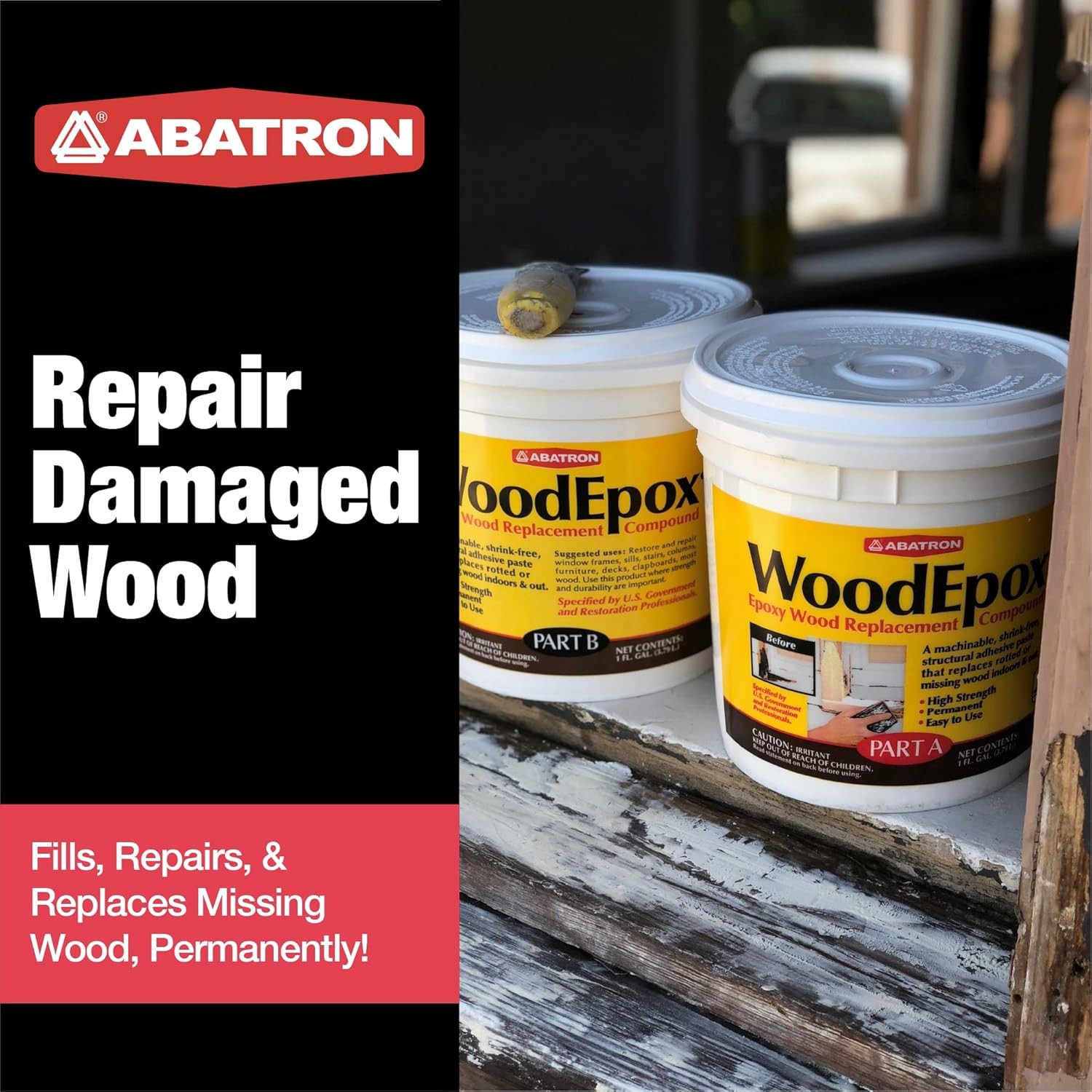 WoodEpox Kit – 12 oz – 2-Part Structural Epoxy Adhesive Filler – Wood Putty