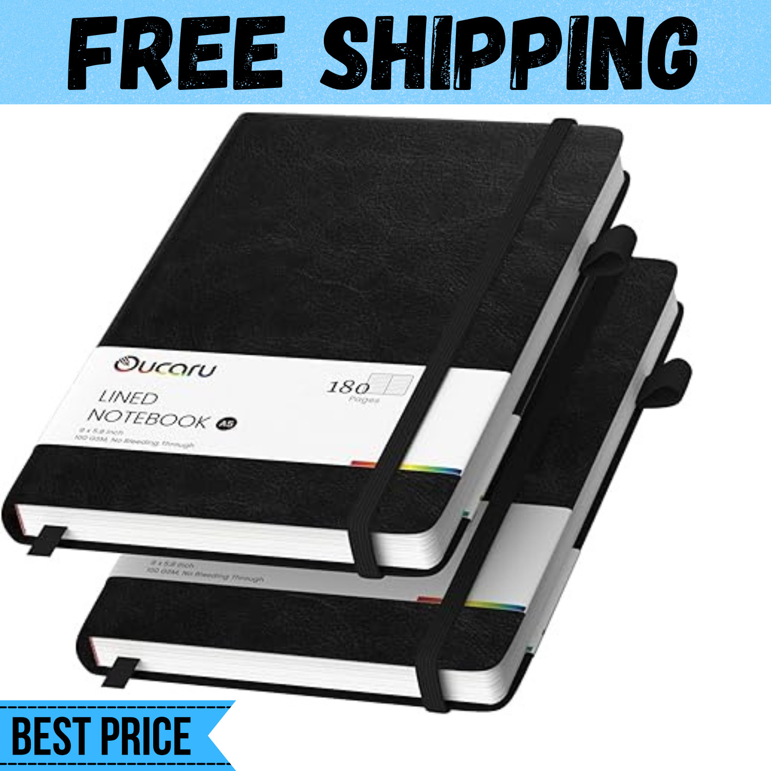 Lined Journal Notebook, 2 Pack, 180 Pages, A5 Journals for Writing, 100 GSM Thic