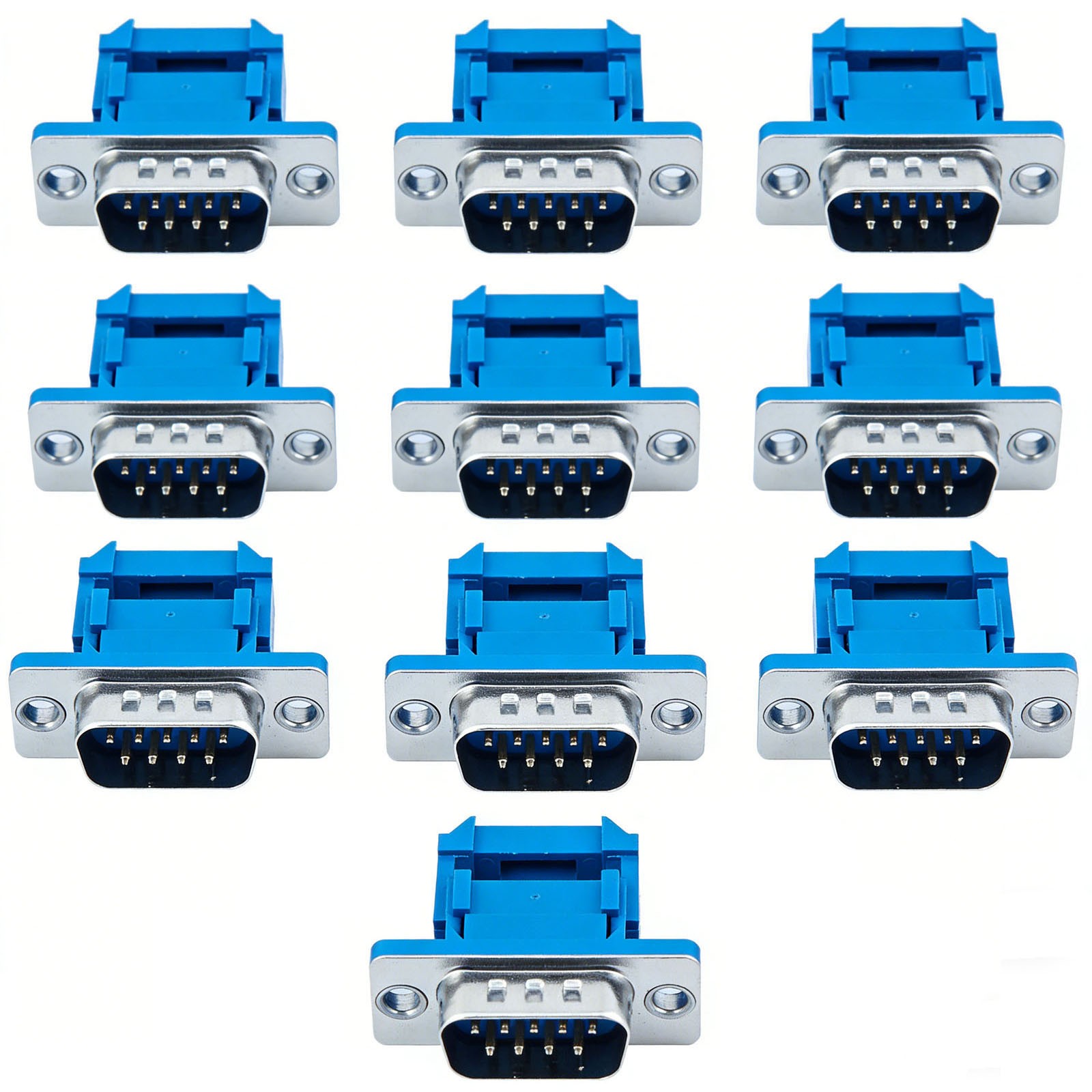10Pcs D-SUB 9 Pin Male IDC Type Adapter Connector For Flat Ribbon Cable DB9 9P