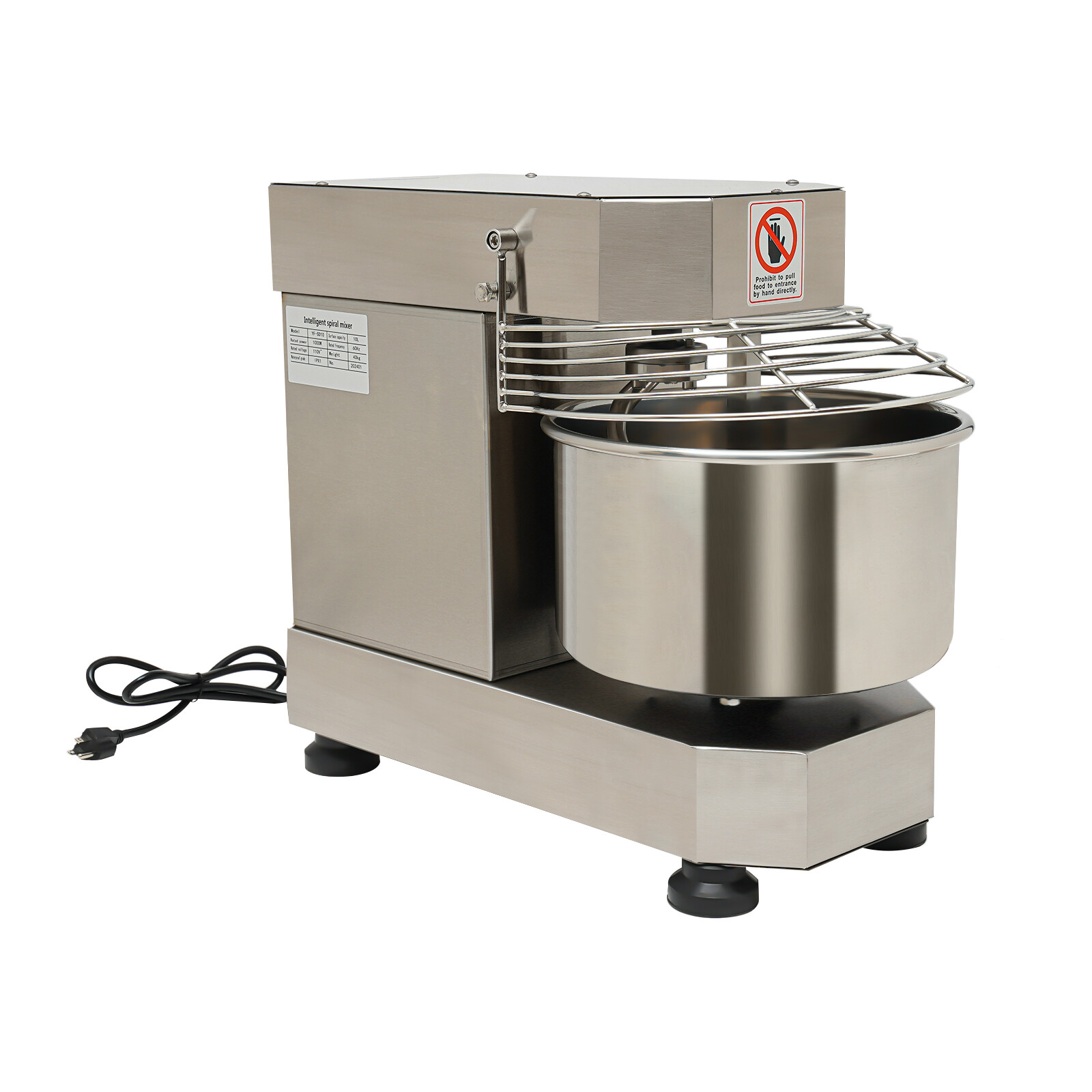110V 60Hz Dough Kneading Machine 750W Commercial Dough Mixer, Max 360° Mixing