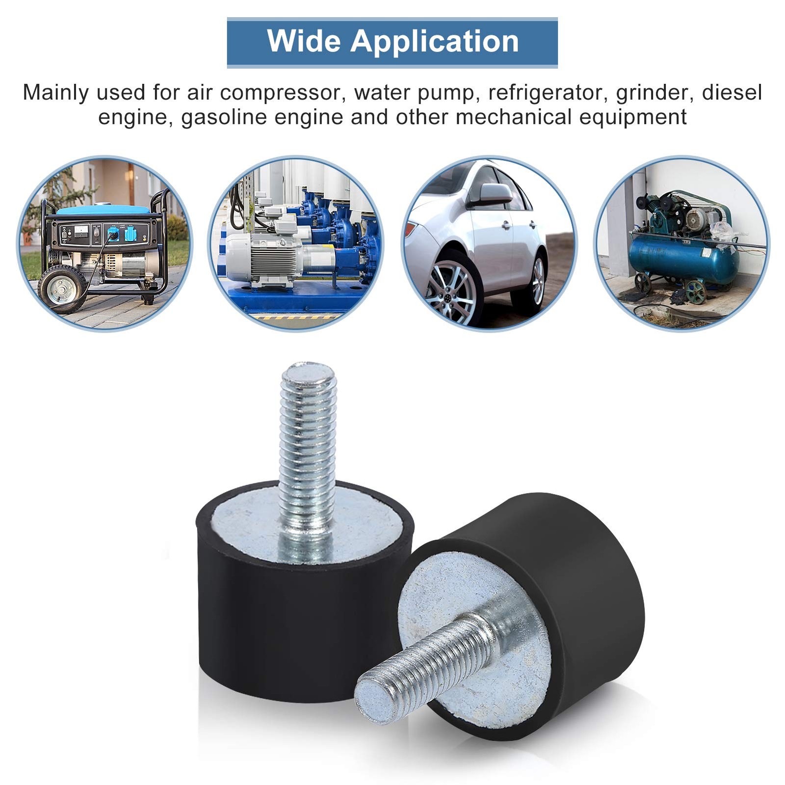 Rubber Shock Absorber Mounts Set of 4 Rubber Isolator Mounts with Studs M6 An…