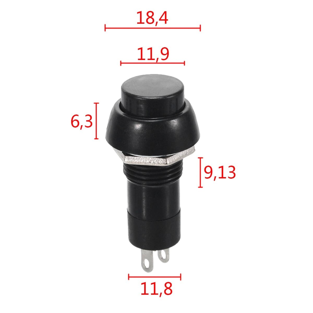 2x Black Push Button Switch Latching Bolt ON/OFF Car DC 12V/5A AC 125V/3A 250V