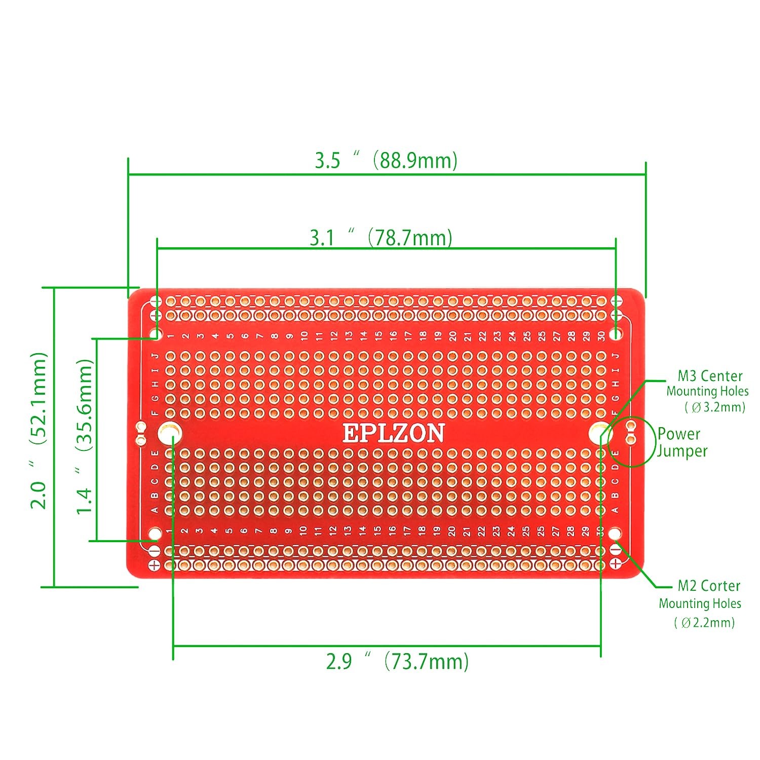EPLOZN Red Solderable Breadboard Kit 2 PCS 6.8×2.05 & 2 PCS 3.5×2.05 Inch