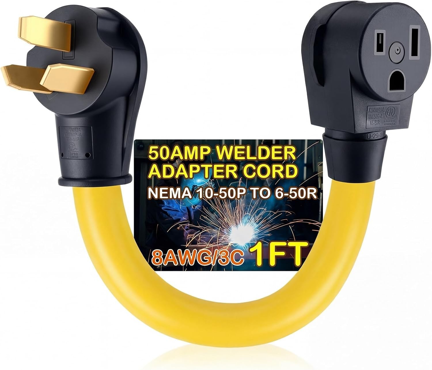 1ft NEMA 14-30P To 6-50R Welder Adapter Cord Dryer Adapter 4 Prong To 3 Prong EV