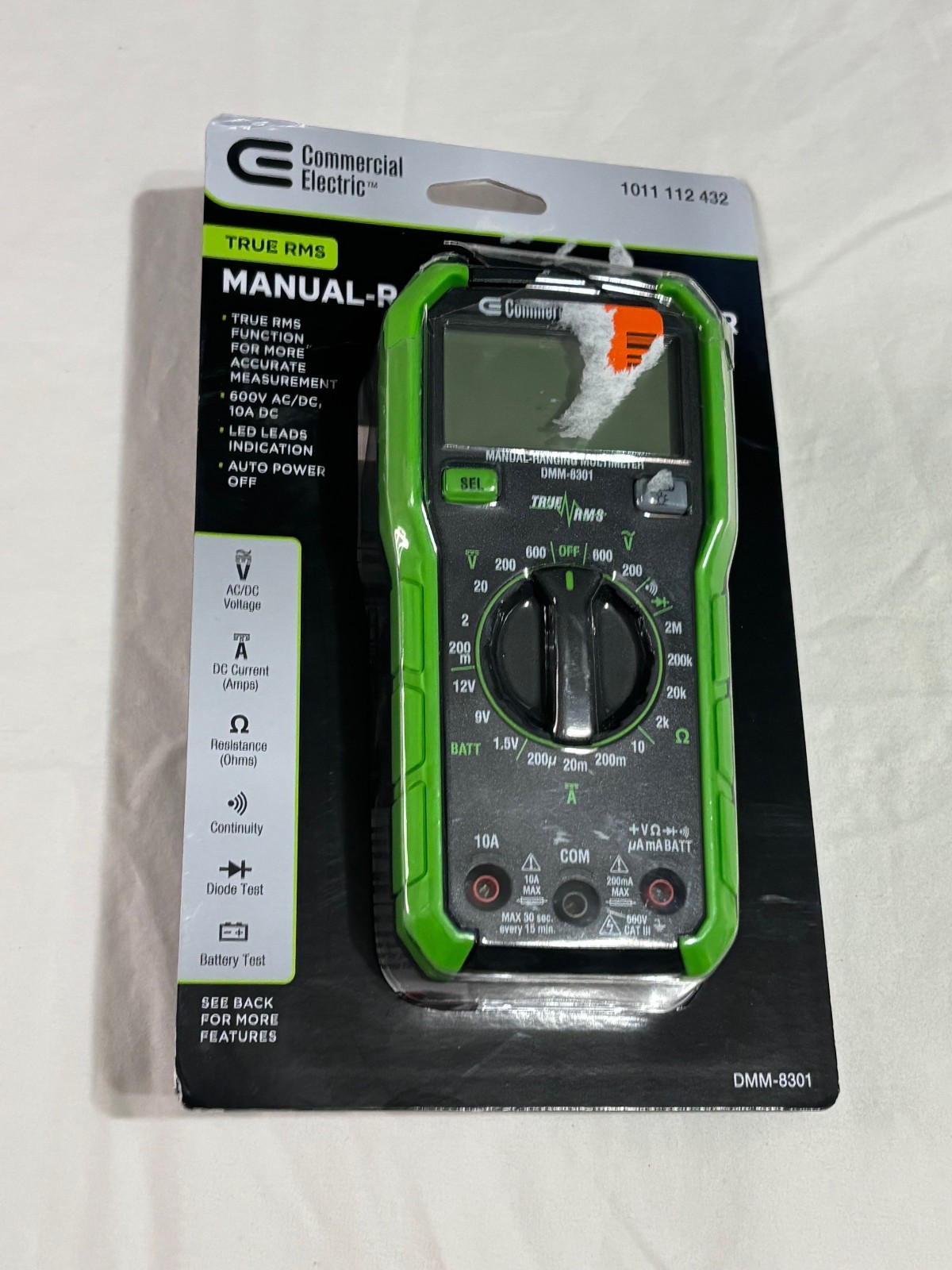 Commercial Electric 600V True RMS Auto Ranging Digital Multimeter Missing Probes