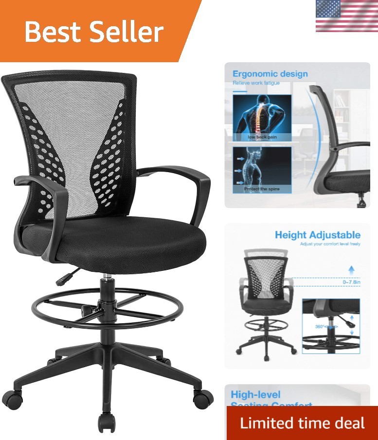 Ergonomic Drafting Chair with Adjustable Height & Mesh Back for Ultimate Comfort
