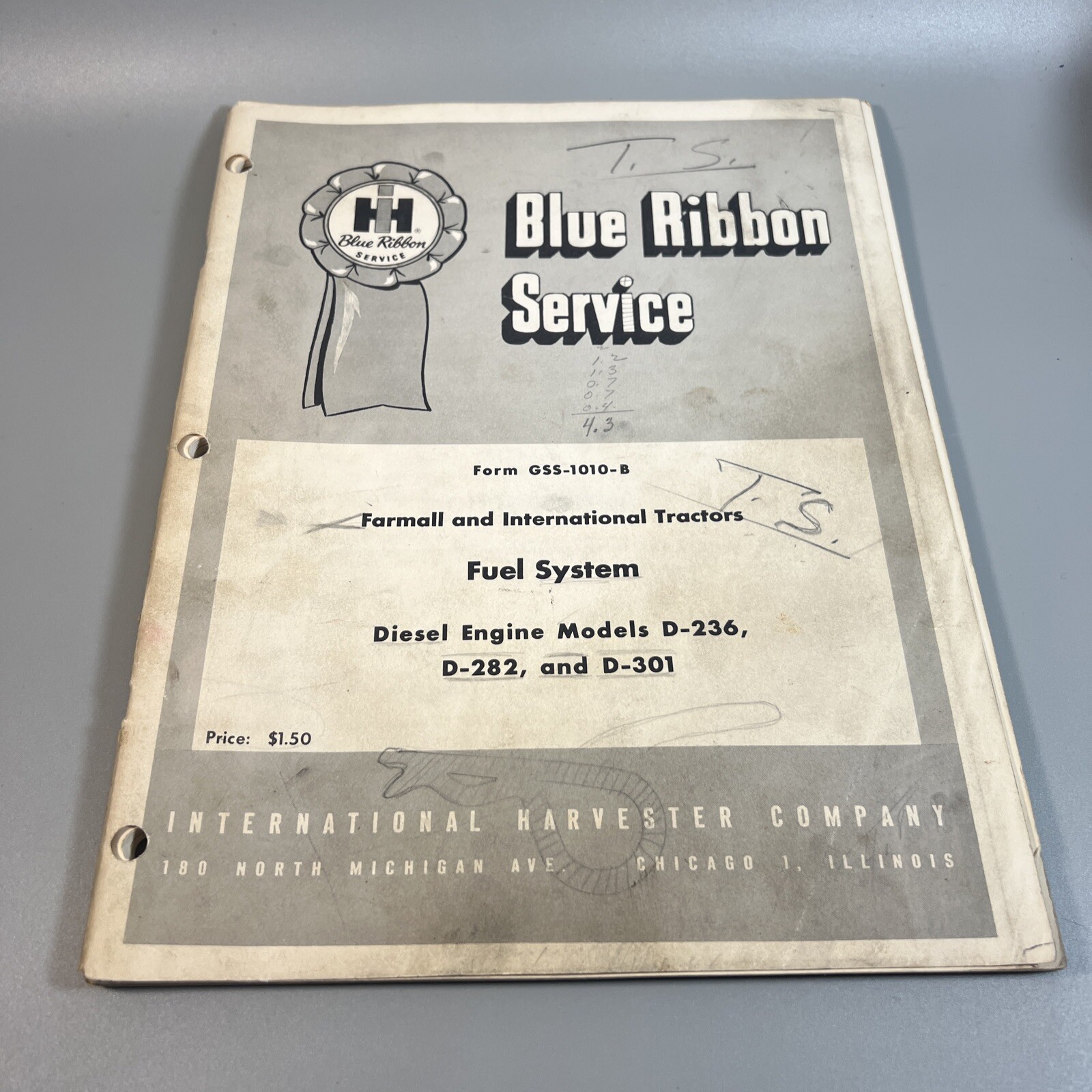 INTERNATIONAL FARMALL D-236 D-282 FUEL SYSTEM SERVICE SHOP REPAIR MANUAL GSS1010