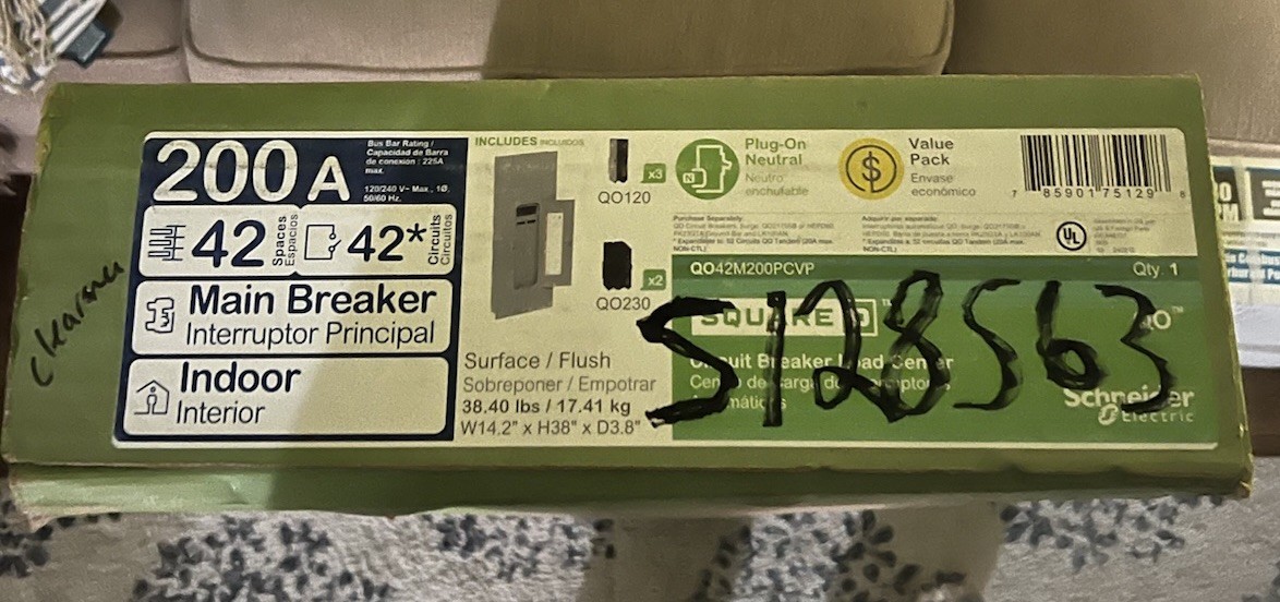 Square D QO Series Load Center Main Breaker 200-Amp 42-Space 42-Circuit Plug-On