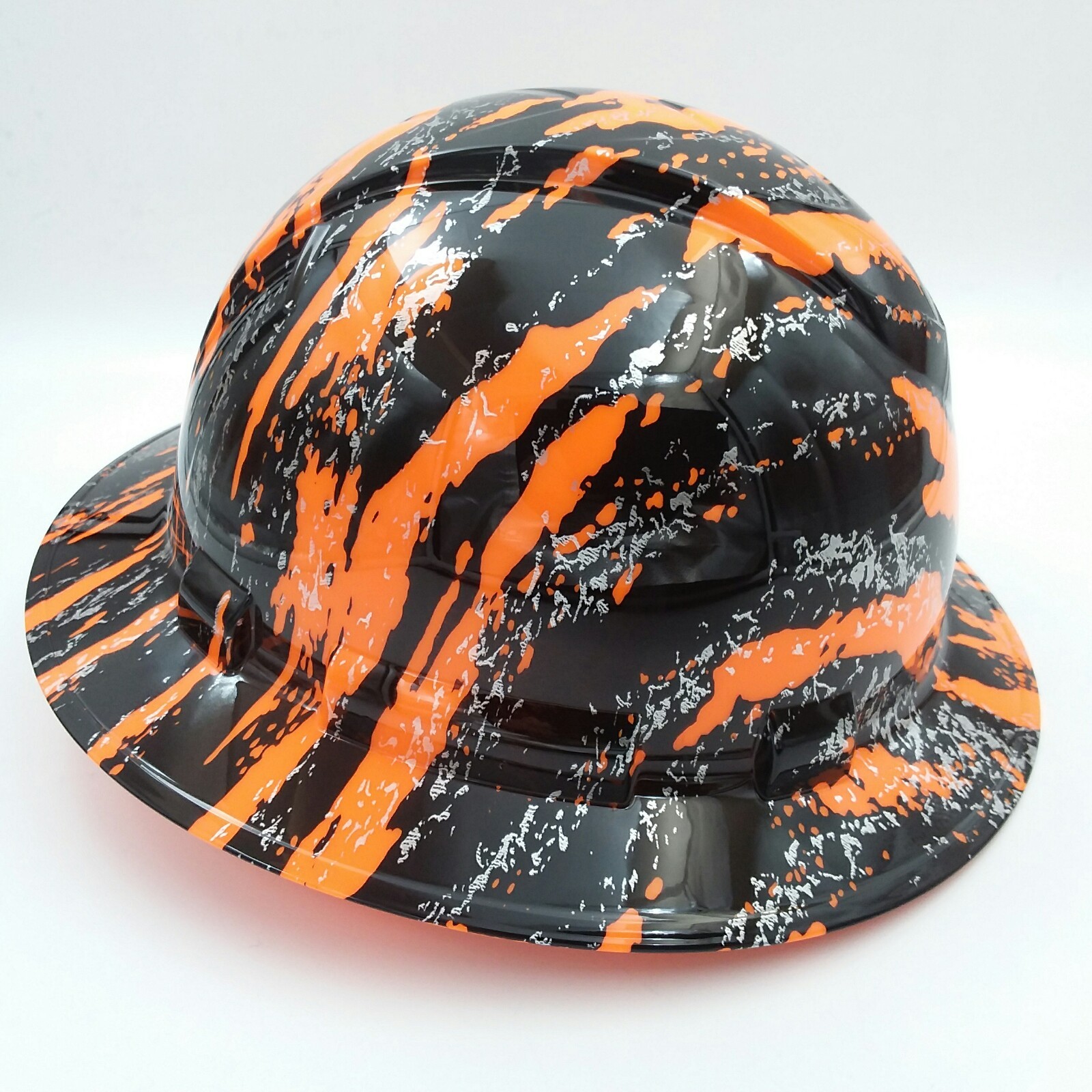 Pyramex Ridgeline Wide Brim Hard Hat Hydro Dipped in ORANGE URBAN CAMO