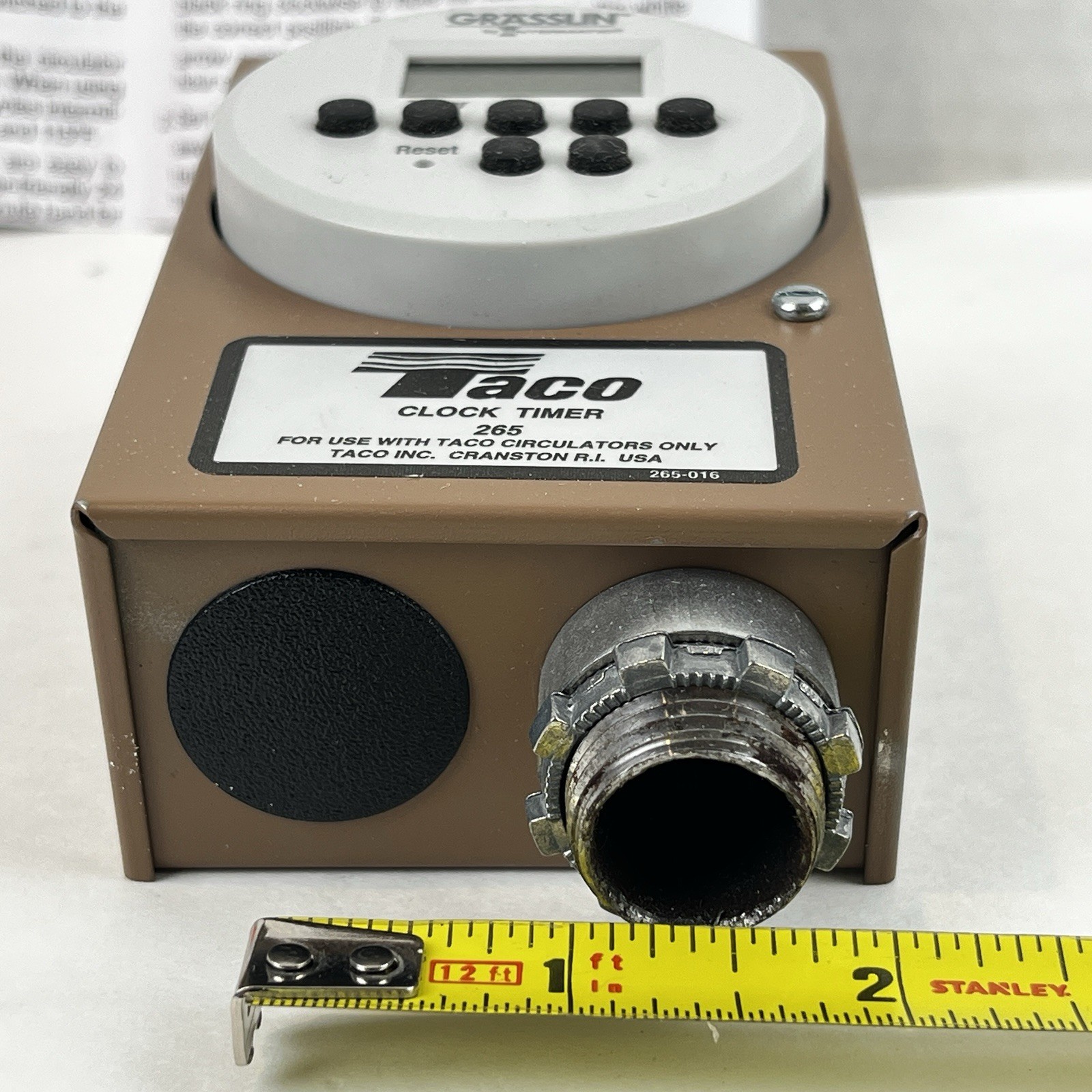 Taco 265-3 Digital Timer-w/ 1/2” Adapters-New w/ Instructions in Ripped Box