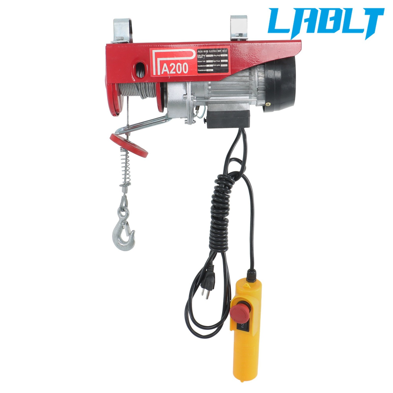 LABLT PA200 Mini Electric Hoist 440lbs/200kg 6.6ft/2m Wired Remote Control