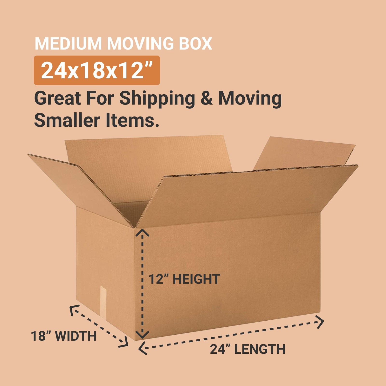 BOX USA Double Wall Shipping Boxes Large 24″L x 18″W x 24″ X 18″ X 12″, Kraft