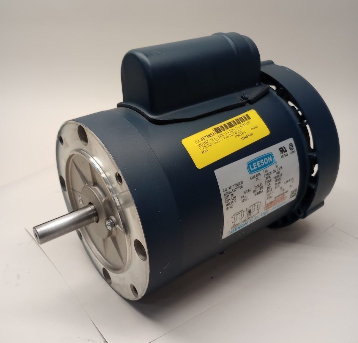 Leeson 110057.00 Electric Motor C6C17FC6L 1ph 0.75hp 115V/208-230V 56C 1725rpm