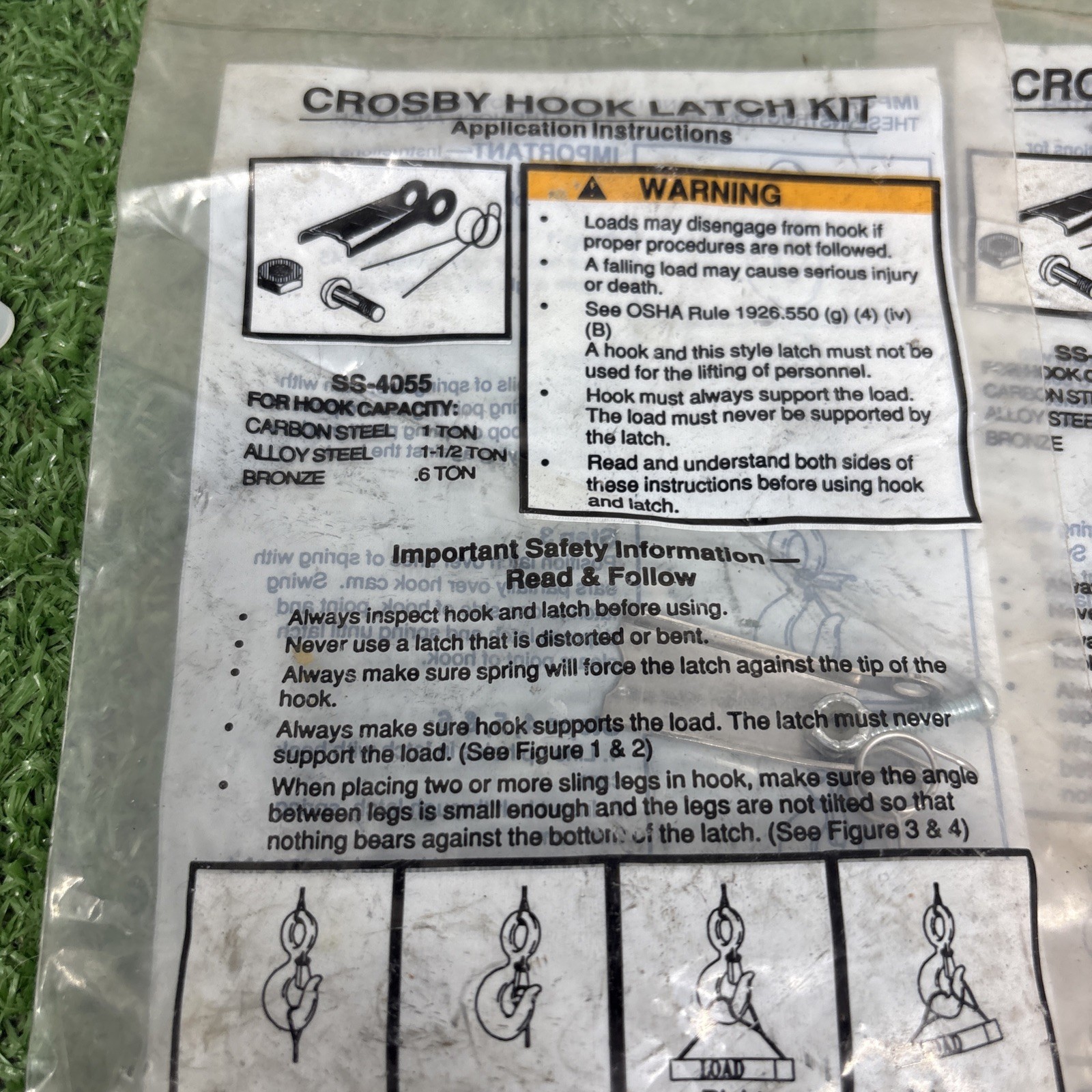 Crosby SS-4055 Hook Latch Kit Please Read Weight Capacity In Photos Plus Extras