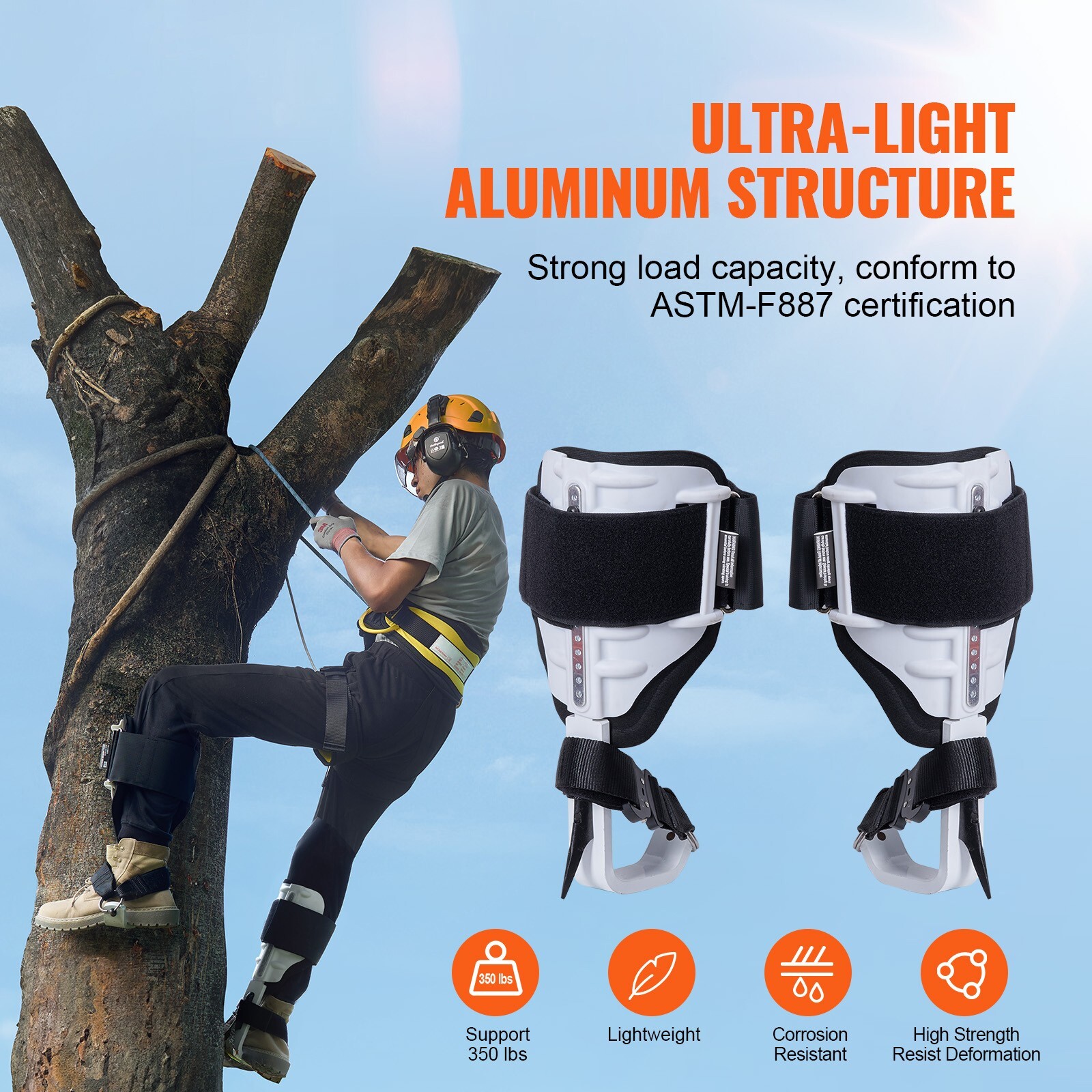 VEVOR Tree Climbing Spikes Set Pole Spurs Gear Aluminum Adjustable Climber Gaffs