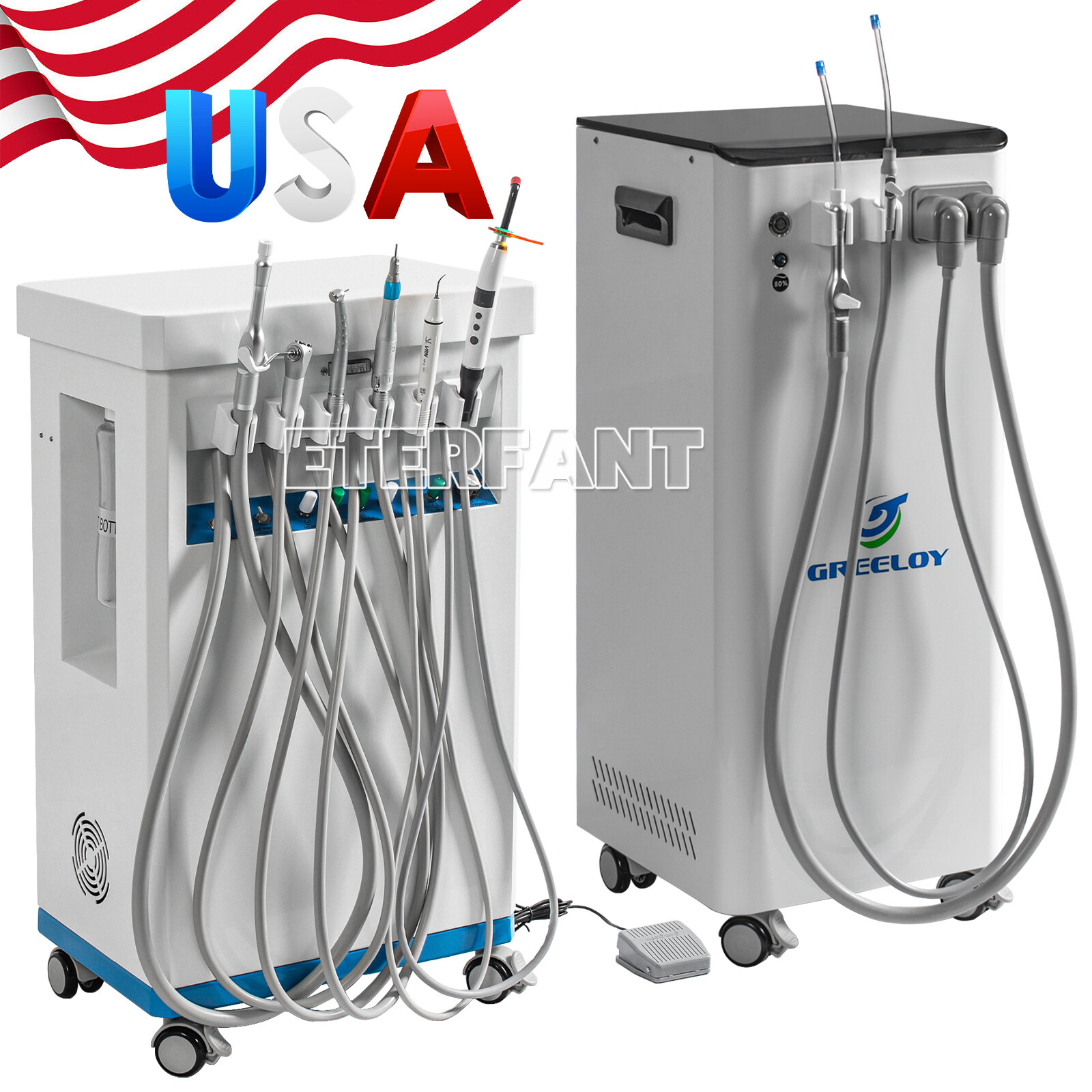 Dental Cart Delivery Unit With Air Compressor/Electric Suction Unit System US